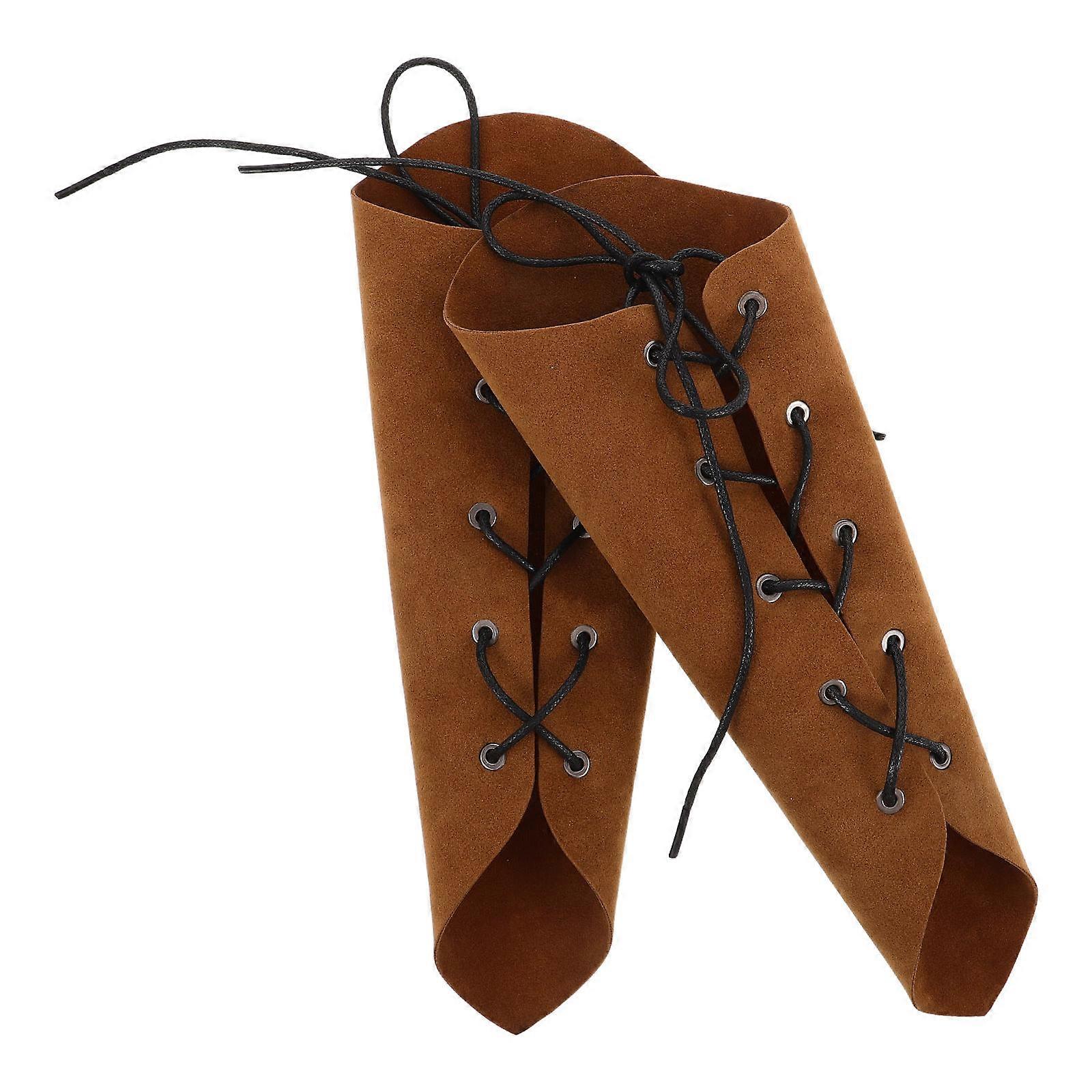 3Pcs Brown Medieval Arm Bracers for Viking Cosplay Accessories