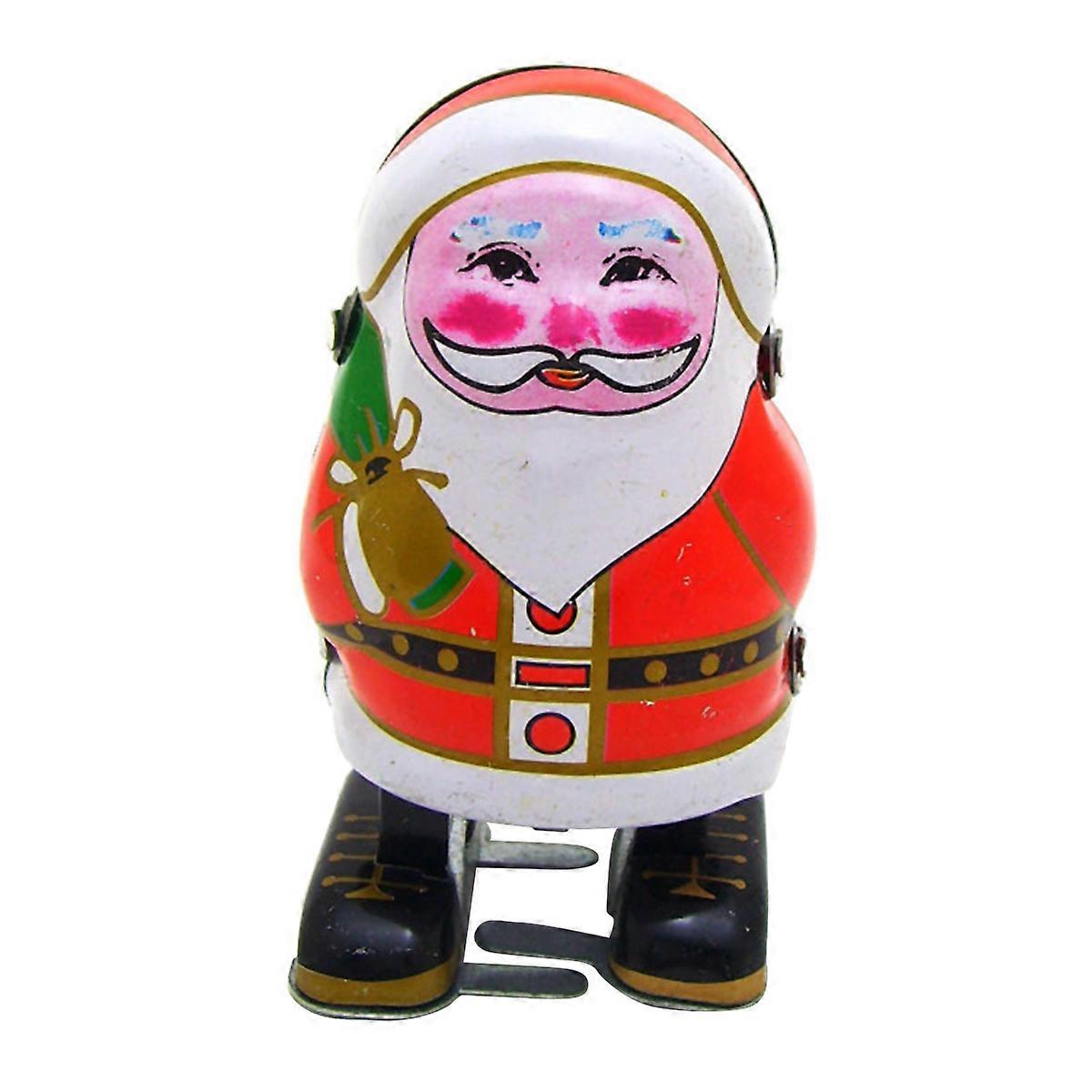 Iron Desktop Decoration Tin Toy for Decoration Use 2Pcs Santa Robot Toy