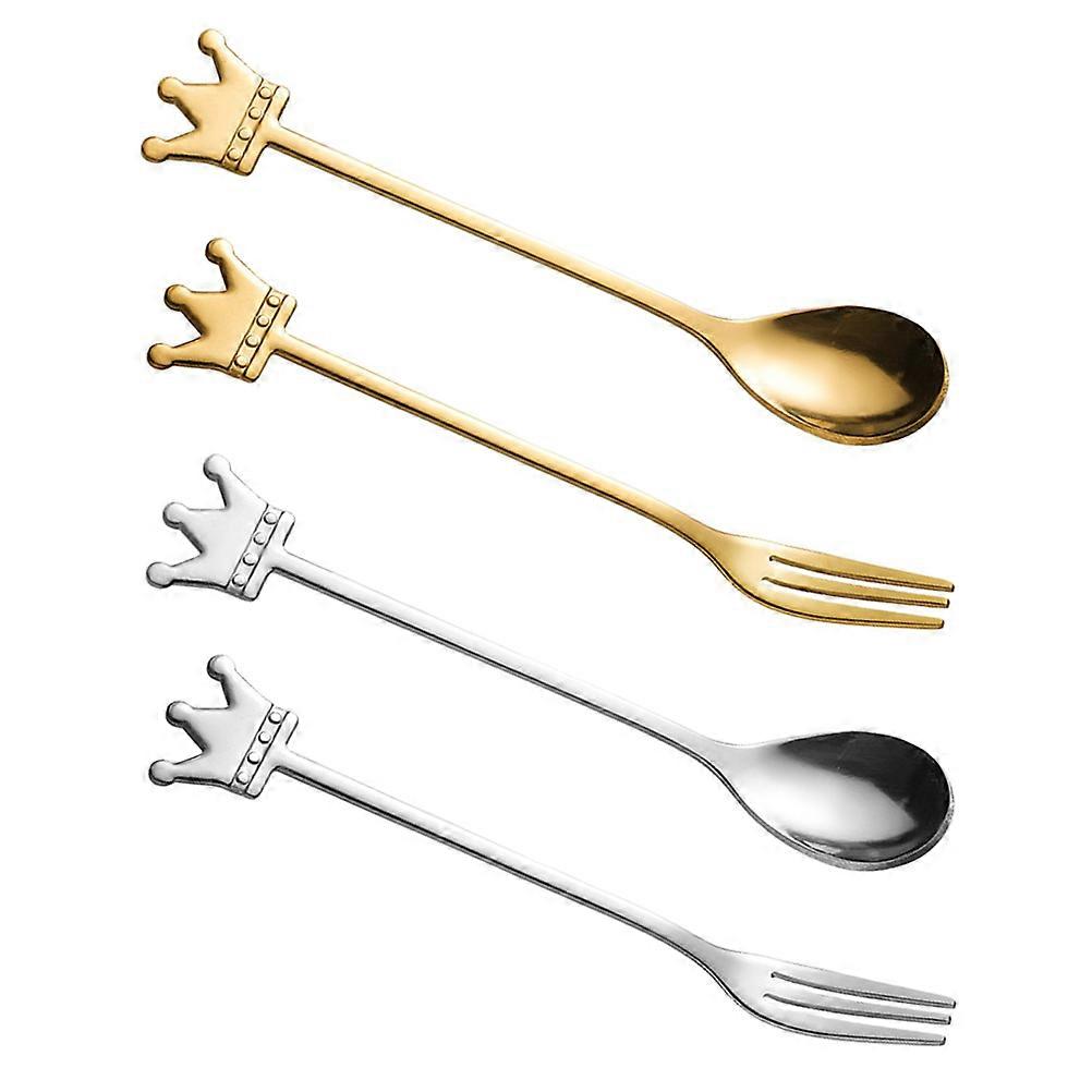 Fork and Spoon Set for Coffee and Cake 20Pcs Stainless Steel in Assorted Color