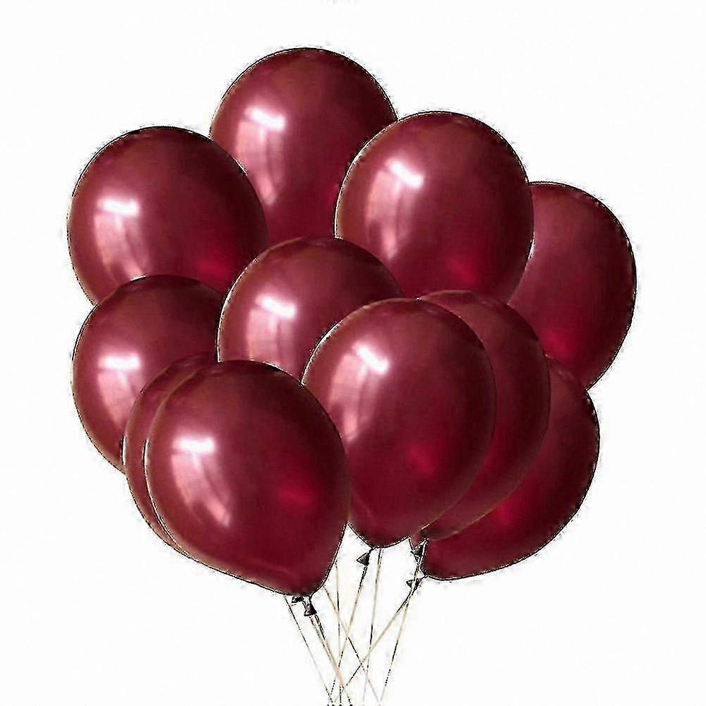100-Pack Metallic Wine Red Latex Balloons for Party Decorations