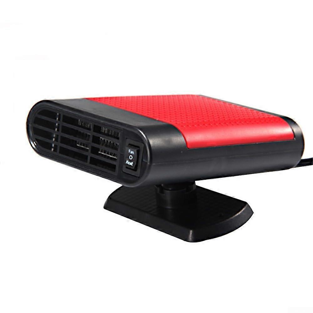 24V 50W Car Heater Portable Windshield Defroster Demister 2In1 Fast Heating And Cooling Red 360Degree Rotating Base