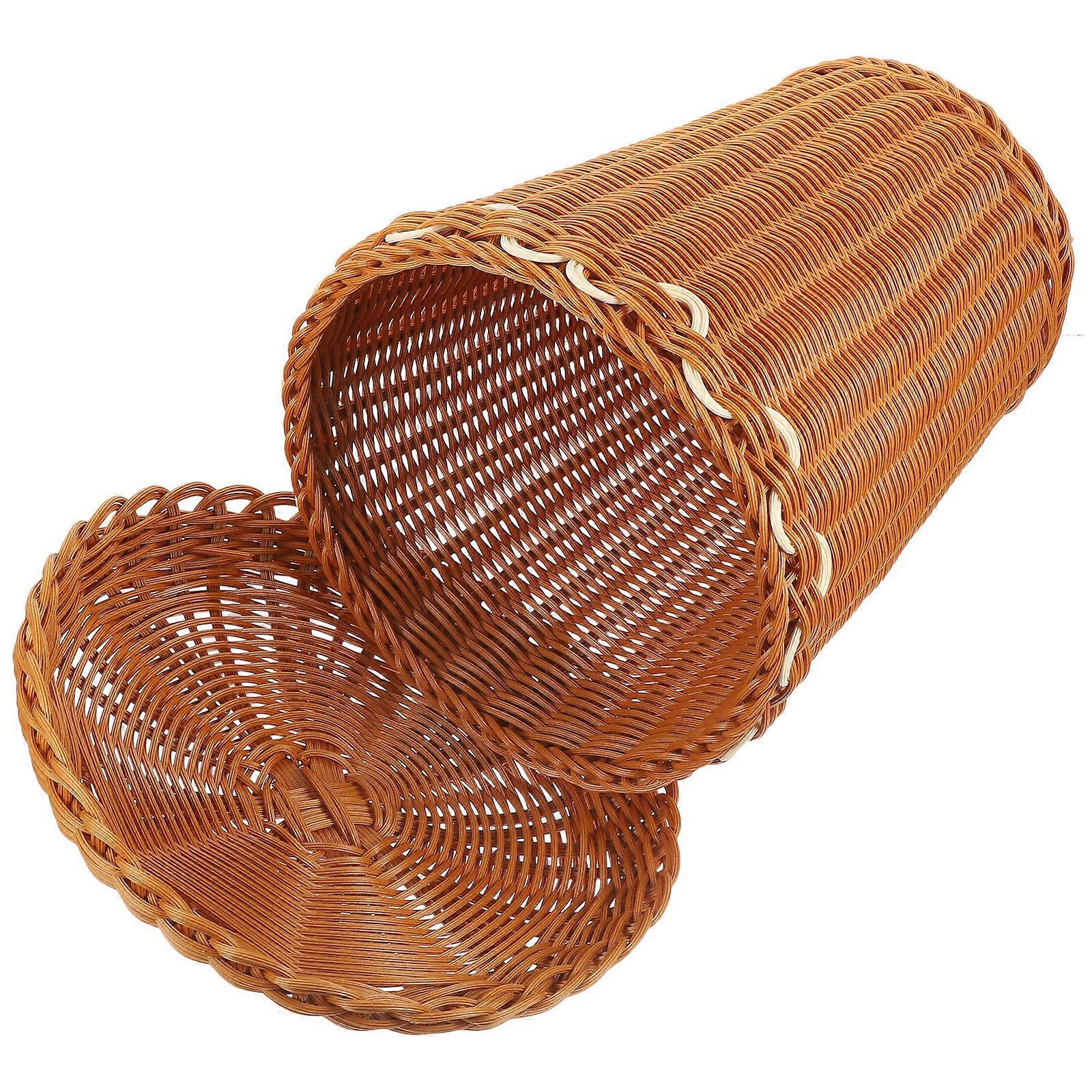 Sundries Organizer Woven Basket for Storage Use Brown PP with Lid