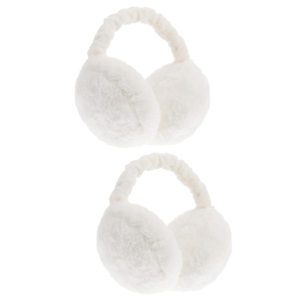 White Plush Ear Muffs Ear Warmer for Cold Weather 4Pcs