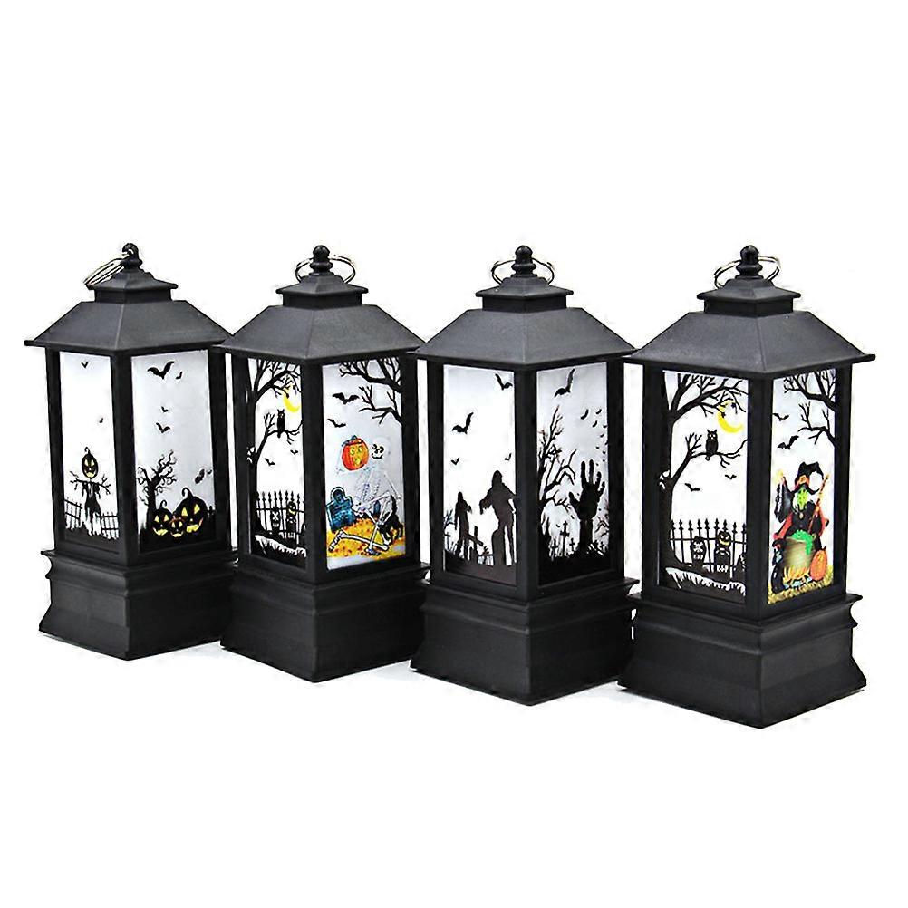 Glitter Flameless Candle Lights Ghost Hand Pattern for Halloween Decoration 3Pcs