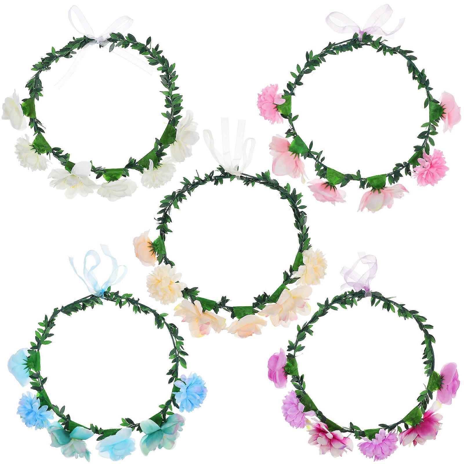 Flower Crown Hair Accessory For Parties Adults Elegant Style 15 Pcs Circular Floral Headbands