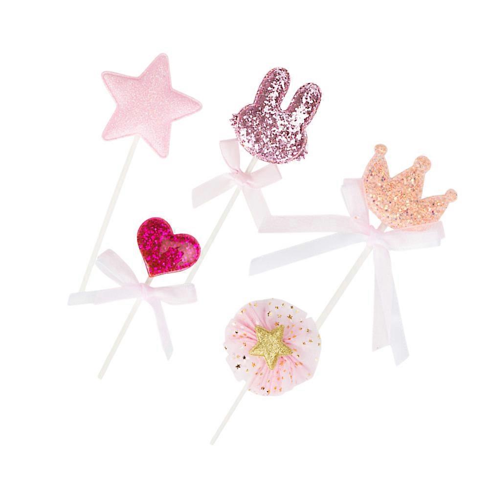 Wedding Cupcake Decor Bunny Cake Toppers 10Pcs Crown Pattern Picks