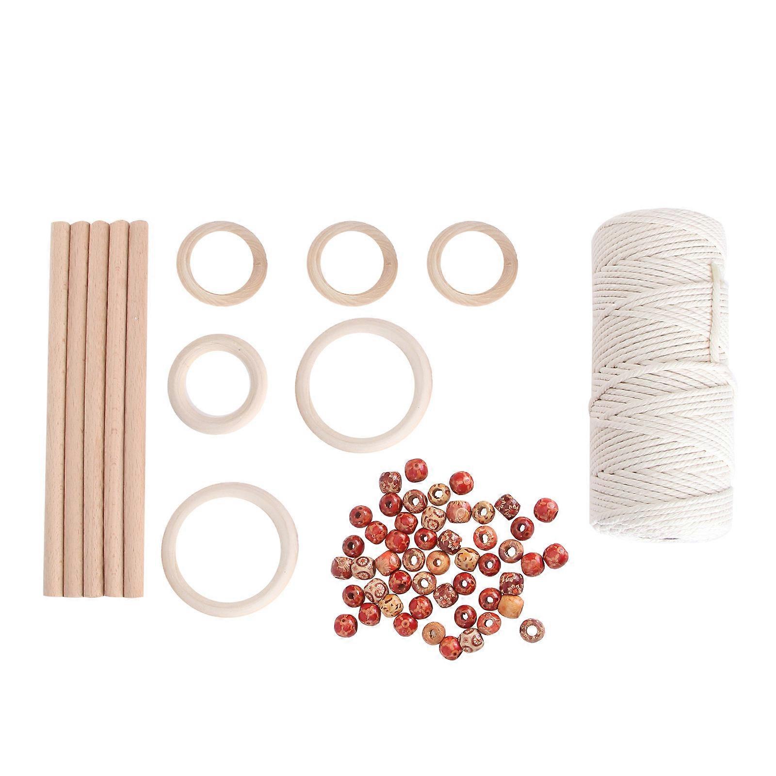 Wooden Crafts DIY Set for Weaving with Cotton Thread 1Set Khaki