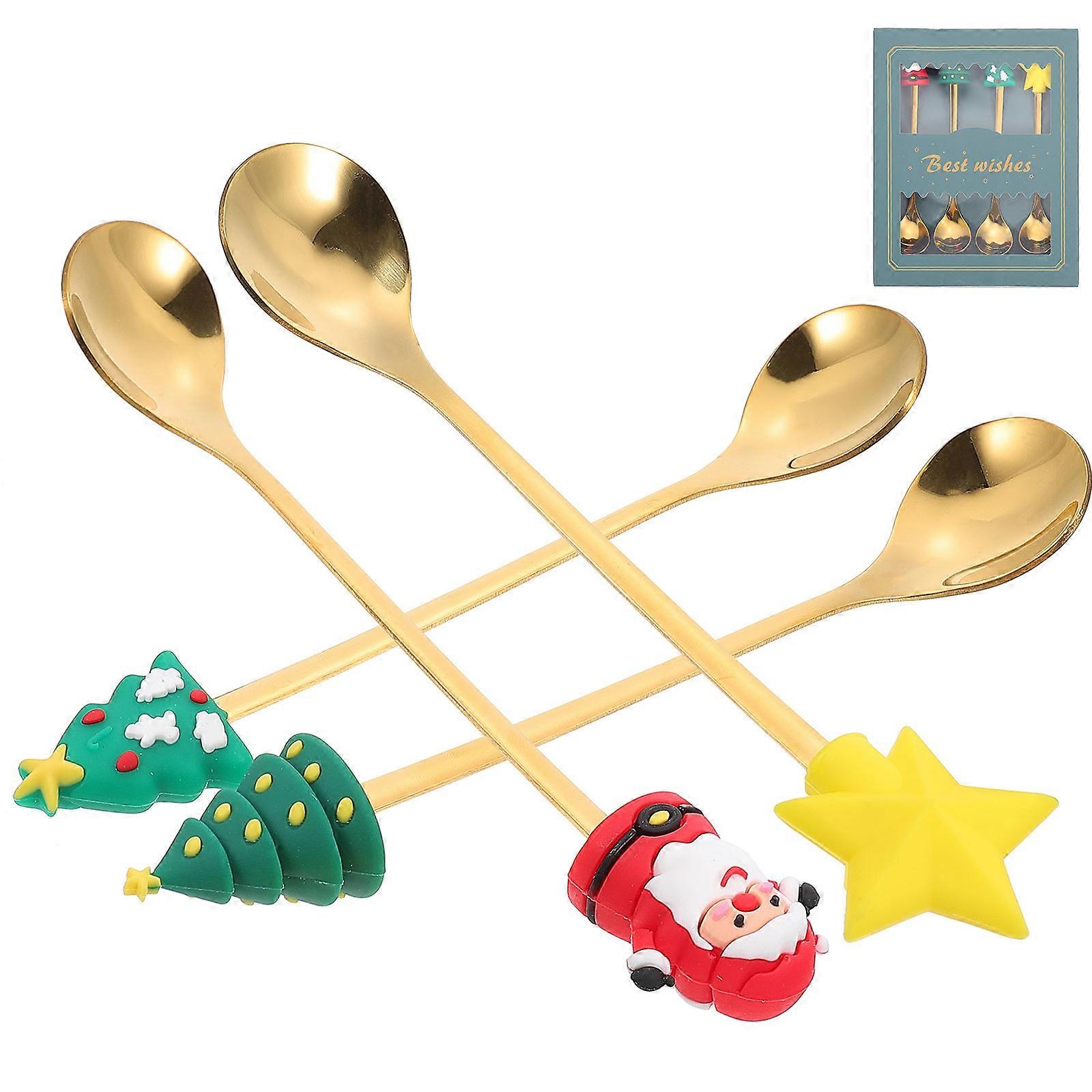 Decorative Dessert Spoons 4 Sets For Home Restaurant Bar And Hotel 16X3.5X2CM Green Long Handle Ice Cream Scooping