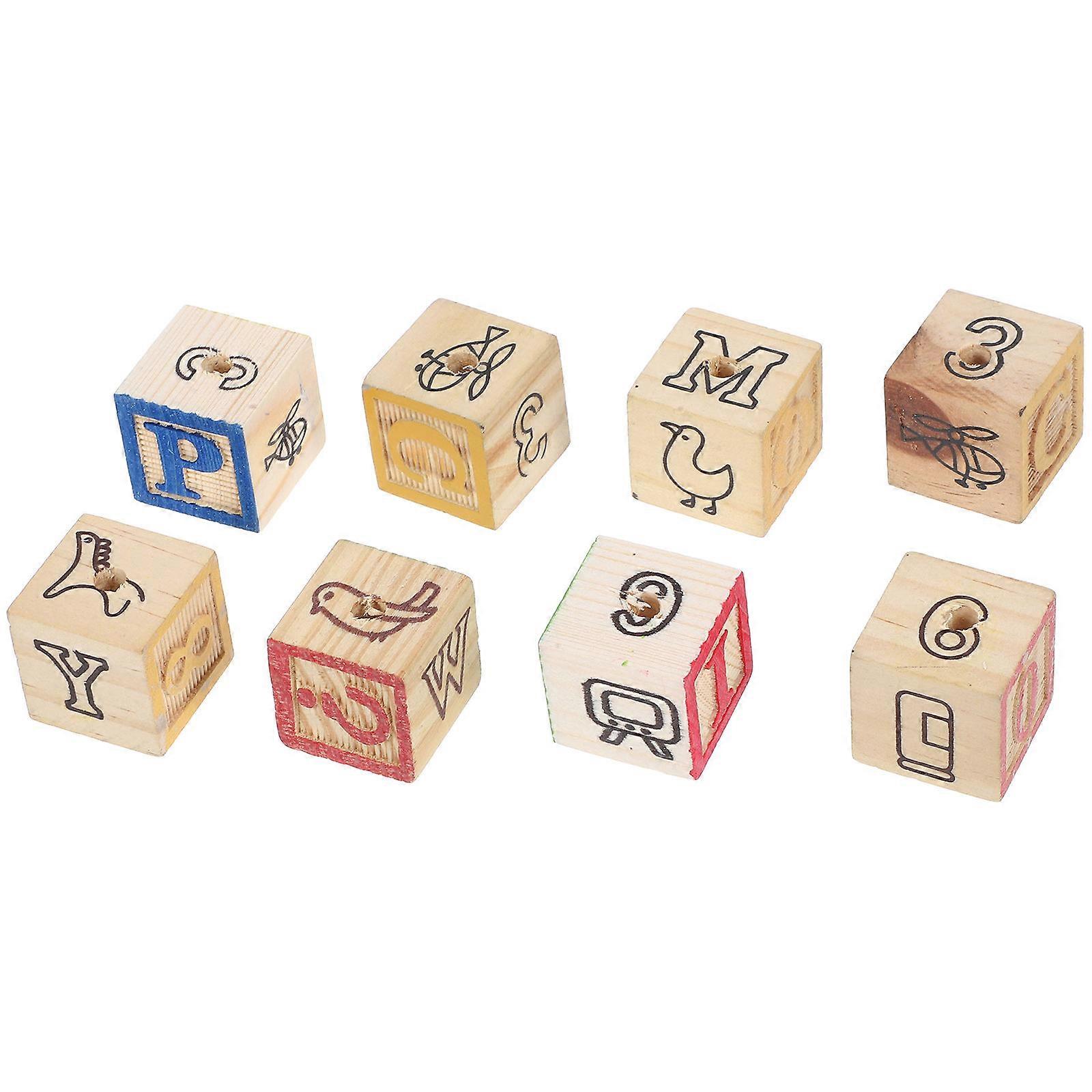 DIY Wooden Letter Blocks Toy for Pets Educational Use 8Pcs Set