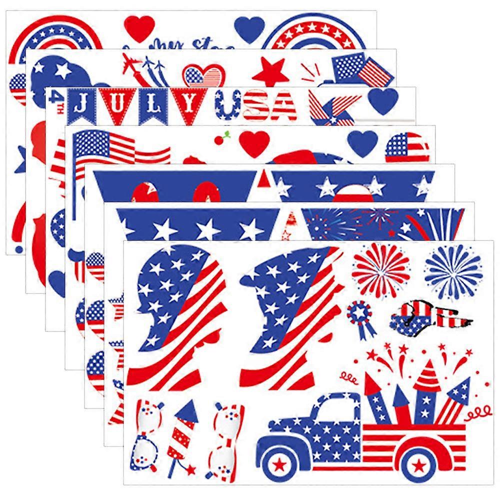 Independence Day Decorations 3 Sets Rectangular Window Clings Assorted Color Removable For Festive Occasions 21Pcs