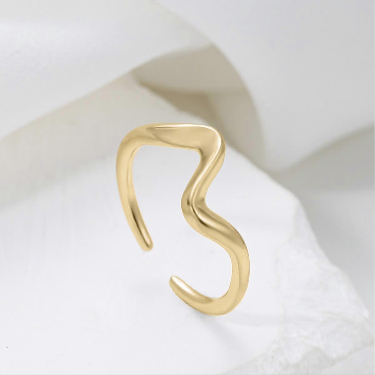 Ring, Women's Artistic Metal Index Finger Ring Ins Style Personality Water Ripple Irregular Line Design