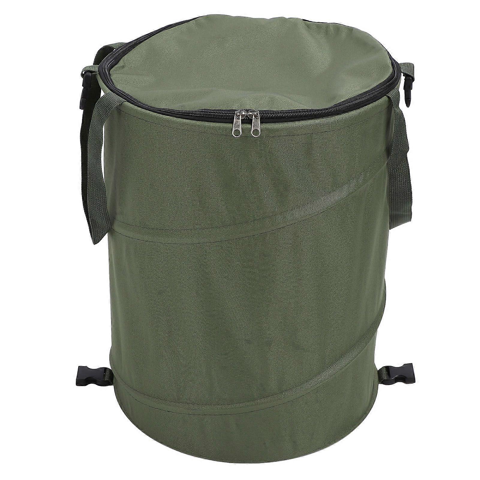 Camping Trash Can with Zippered Lid 24 Gallons Large Capacity Foldable Portable Garden Garbage Container for Outdoor Picnic OD Green