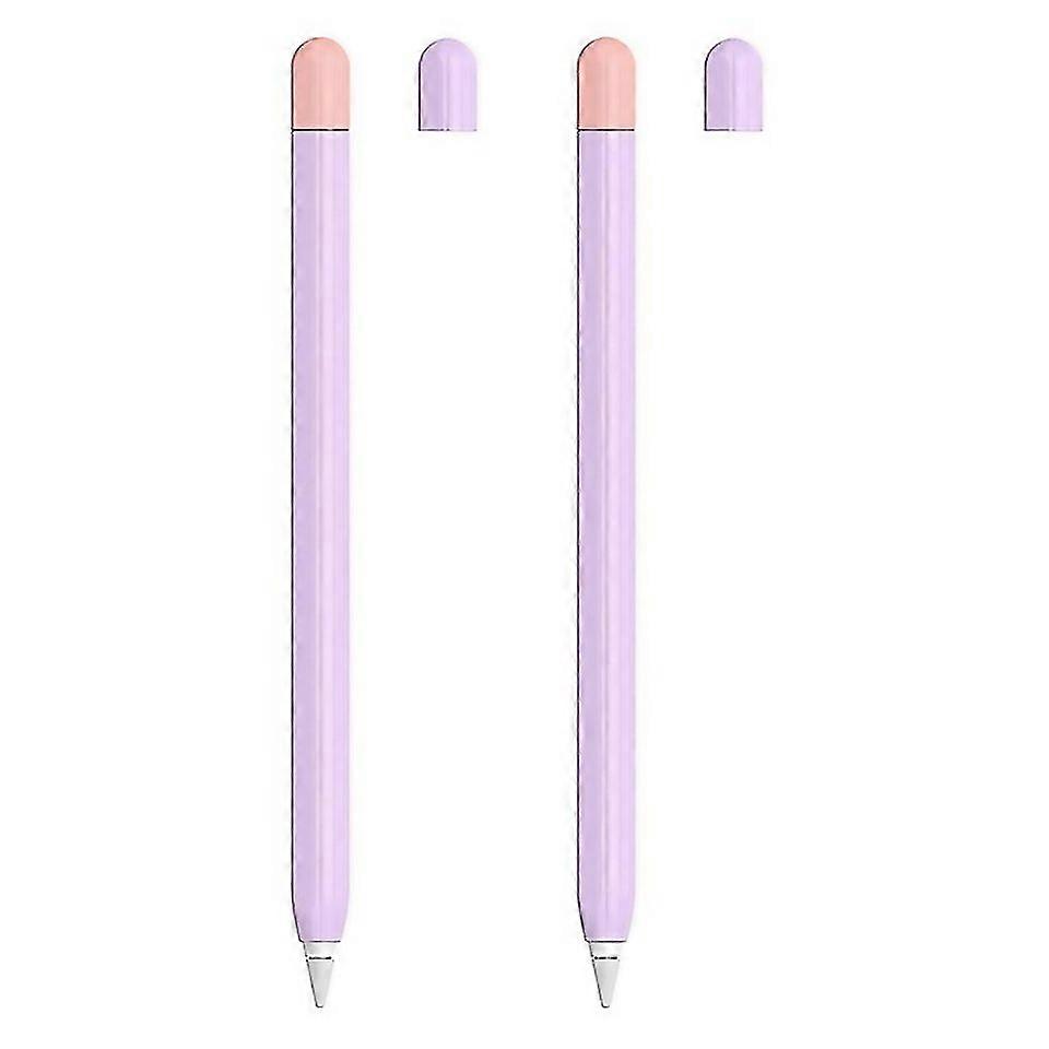 For 2 Sets 5 In 1 Stylus Silicone Protective Cover Twocolor Pen Cap 2 Nib Cases Set For Apple Pencil