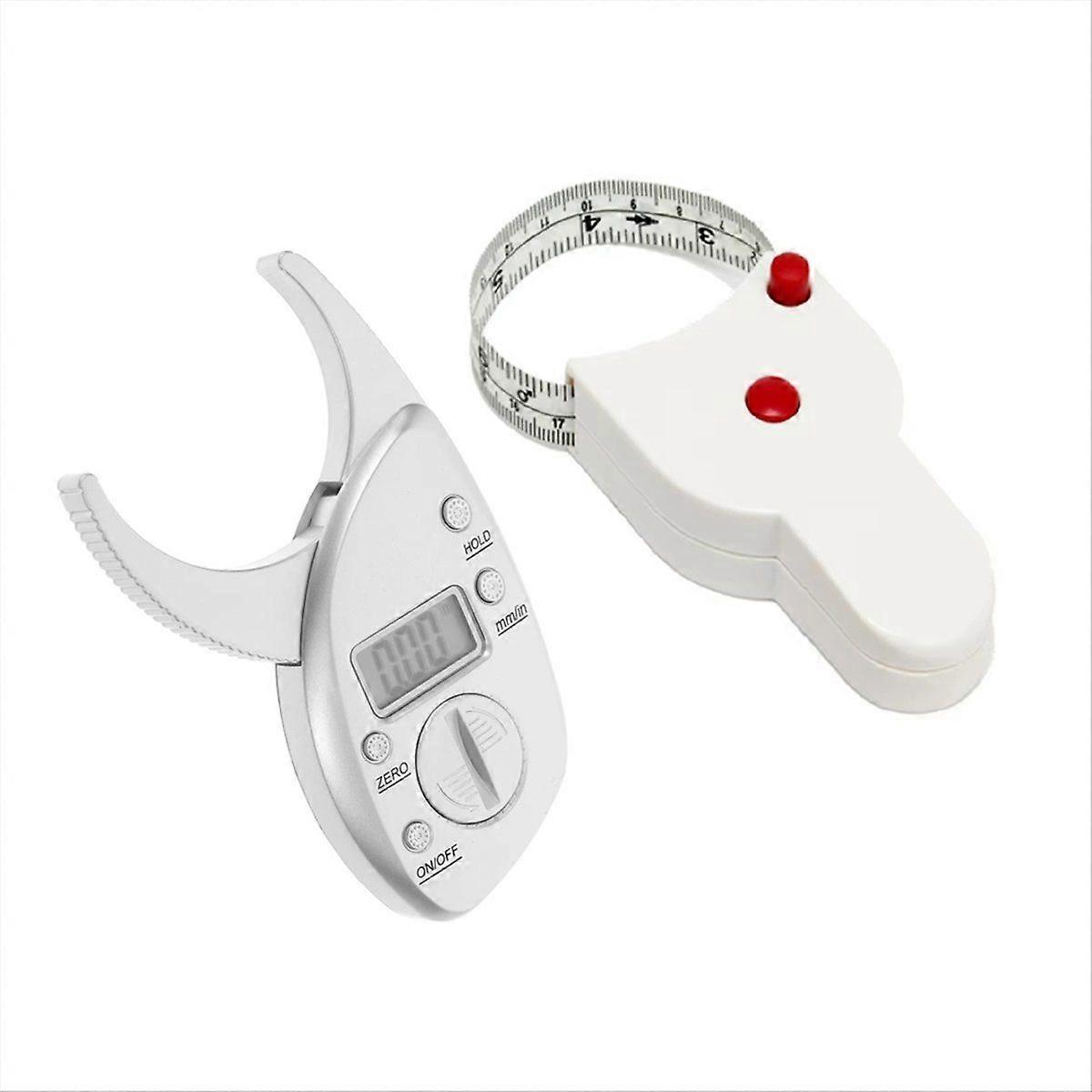 Digital Body Fat Analyzer Tape Measure Pack Skin Muscle Tester 2-in-1 Kit Digital Body Fat Caliper