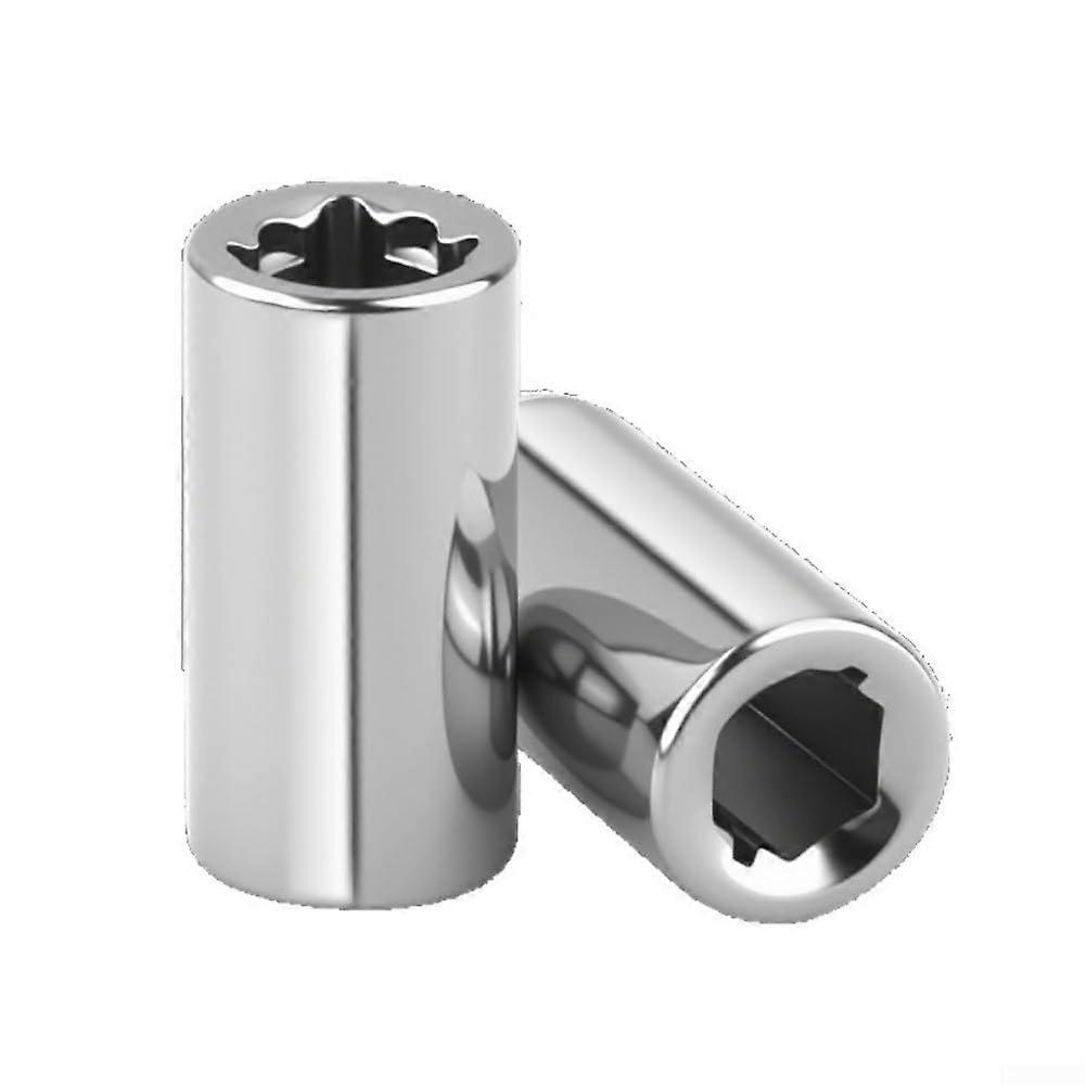 Set of 2 Socket Bit Adapters 1/4 Inch Square Drive to 1/4 Inch Hex Bit for Screwdrivers Chrome Vanadium Steel