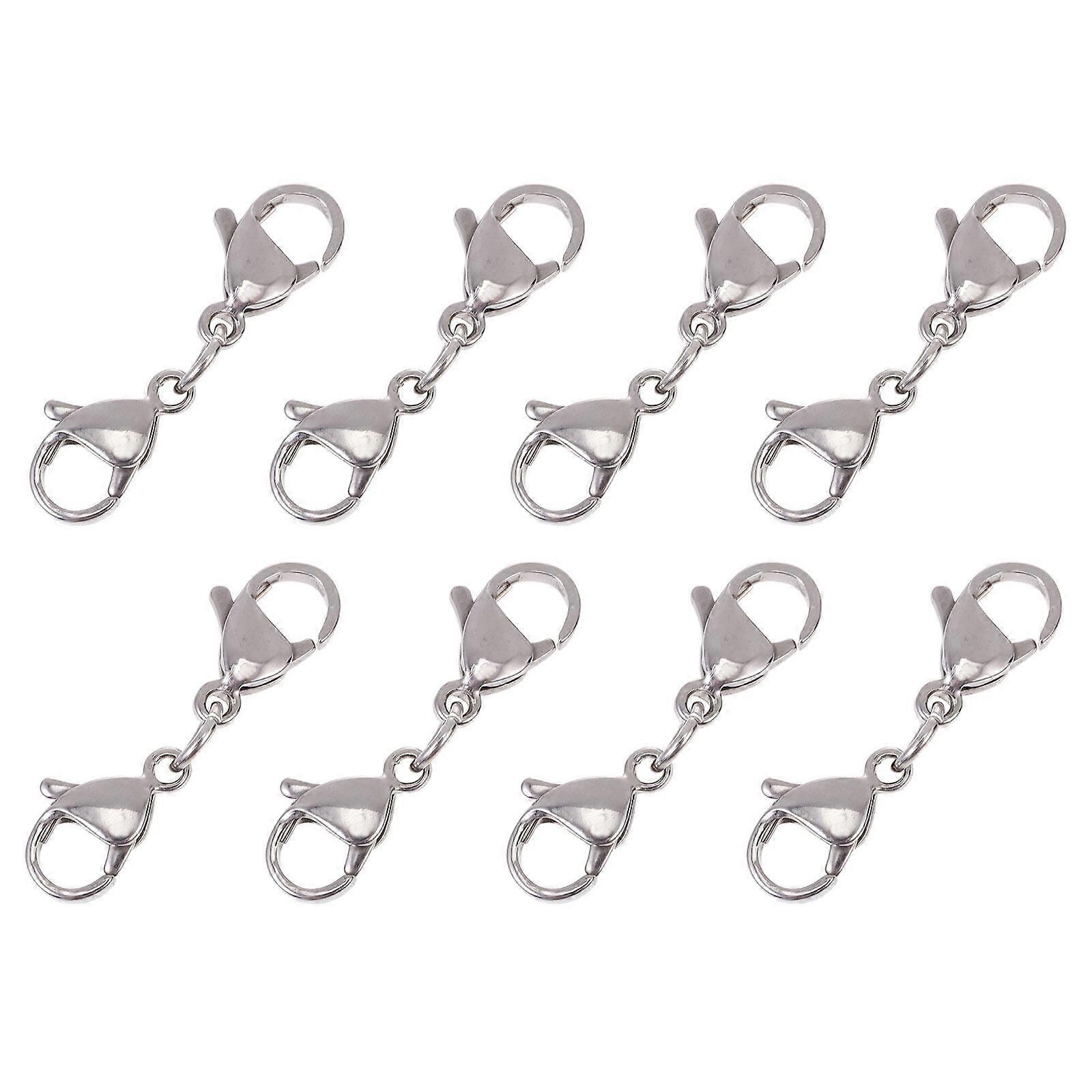 10 Pcs Stainless Steel Lobster Clasps Double Claw Bracelet Closure Ornament Hooks Double-end Buckle