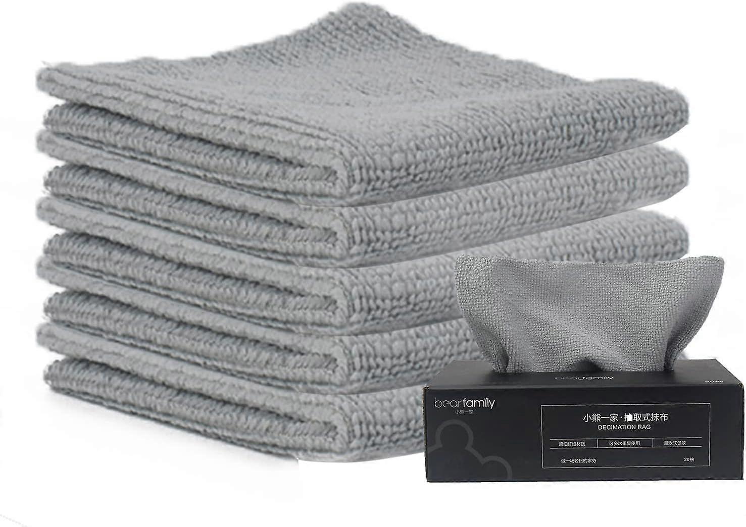 Microfiber Cleaning Cloth Grey-20Pcs (8x8 in) All-Purpose Microfiber