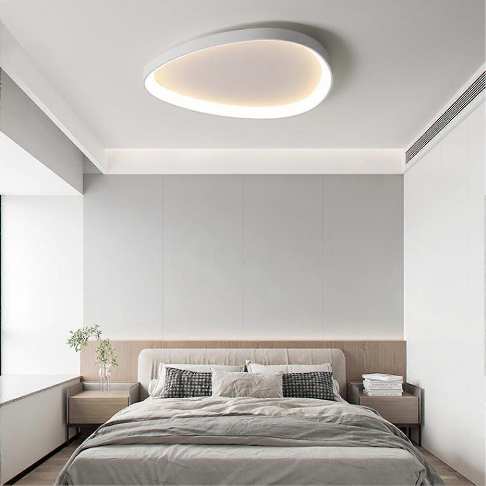 Flush Mount LED Ceiling Light Minimalist 3 Color Temperature Dimmable APP Control Oval Triangle LED Ceiling Light Fixture for Kitchen Bedroom White 