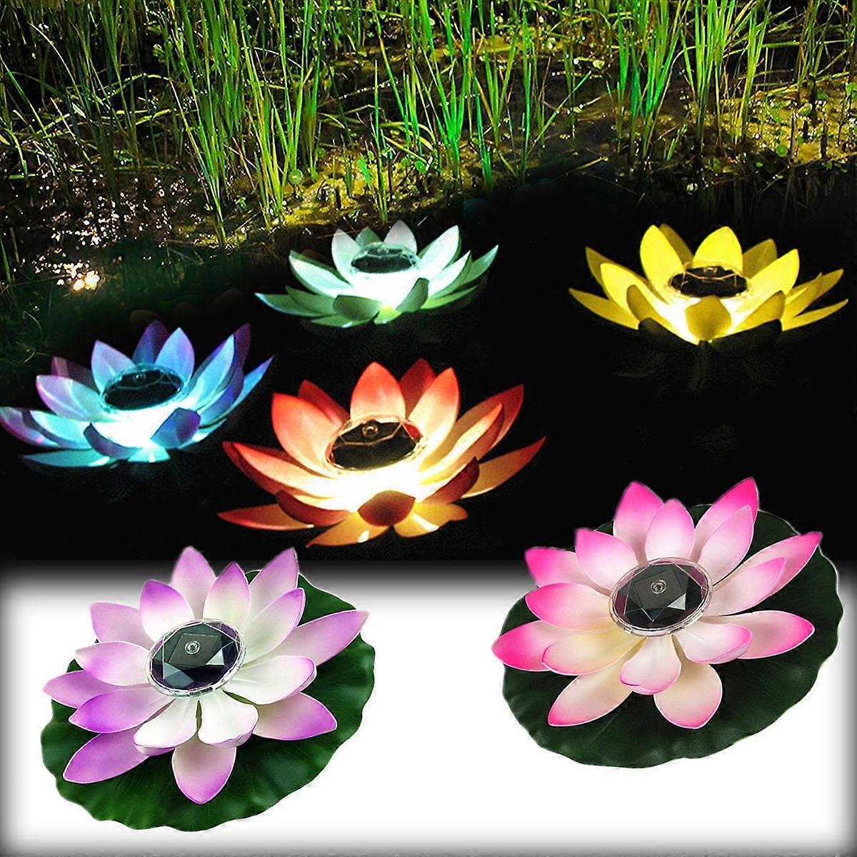 Leaveforme Solar Powered LED Lotus Flower Floating Pool Light