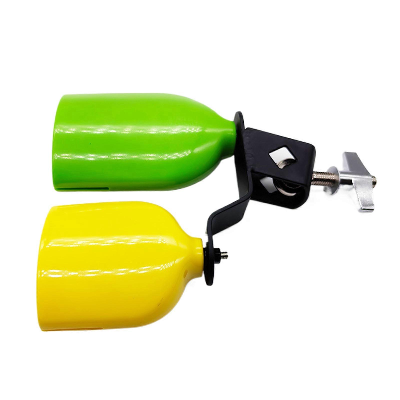 High and Low Tones Double Mounted Bells Drum Percussion Cowbell Replacement Bicolor Cowbell Clapper Music Blocks Multicolor