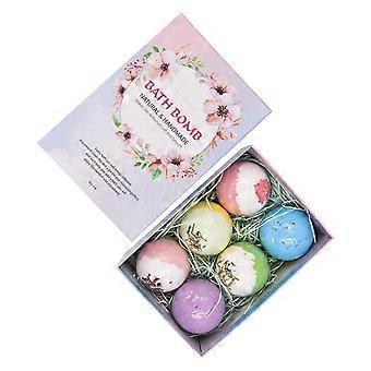 Gift box containing 6 dried flower bath salt balls, including bath salt balls, foot bath balls, and essential oil bath salts.