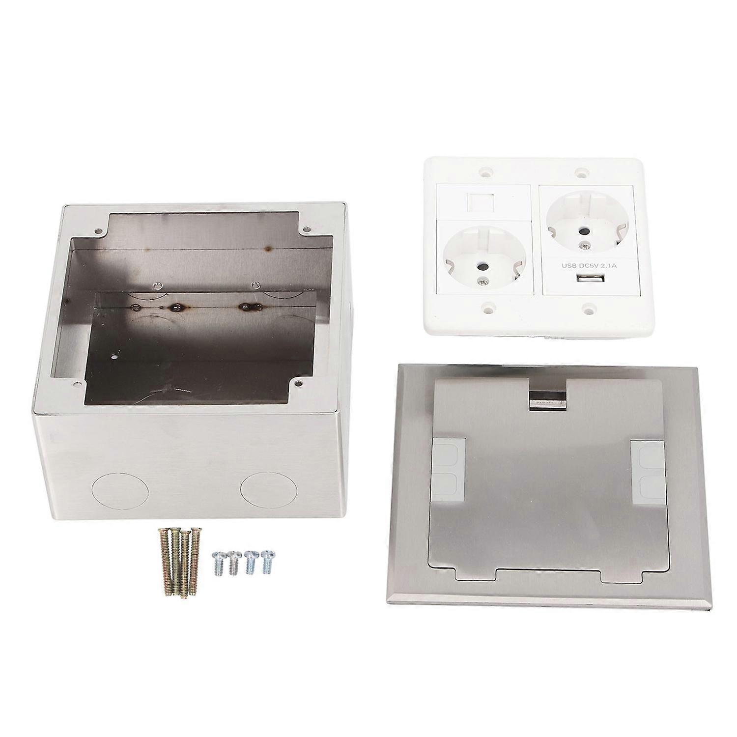 Recessed Floor Outlet 2500W 16A 2 Sockets 1 USB 1 Computer Port Embedded Floor Power Outlet