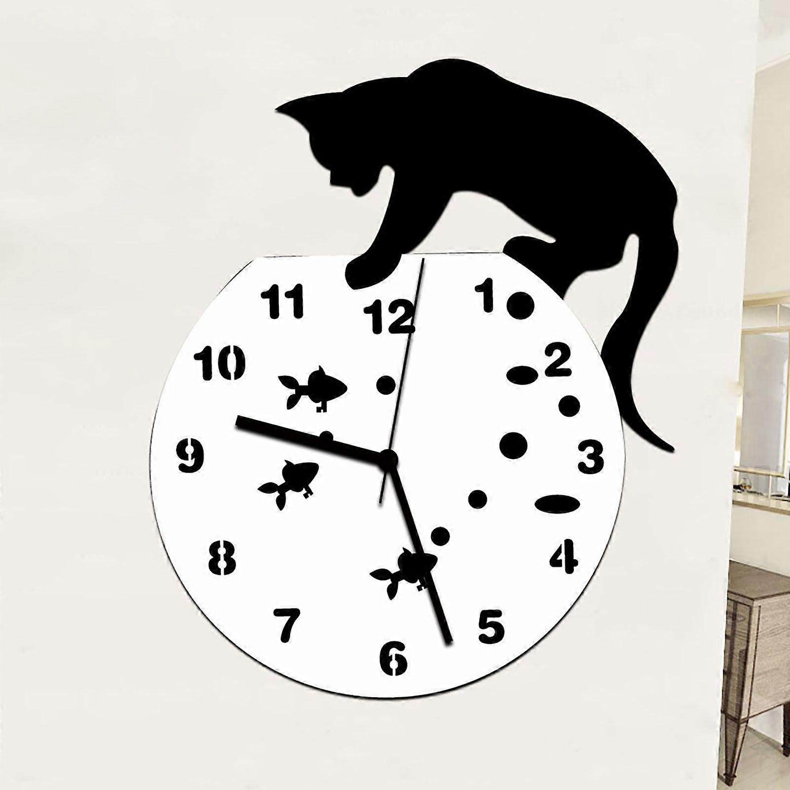 Wall Clock Cat Acrylic Clock Wall Clock Modern Design Home Decor Watch Wall Sticker