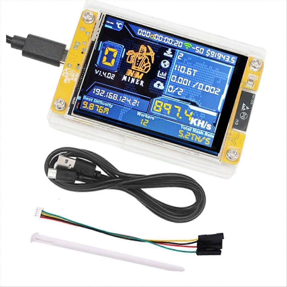 898KH/S NMMiner NerdMiner 2.8 Inch Smart Display Upgraded Hashrate Bitcoin Crypto Solo Miner NerdMi