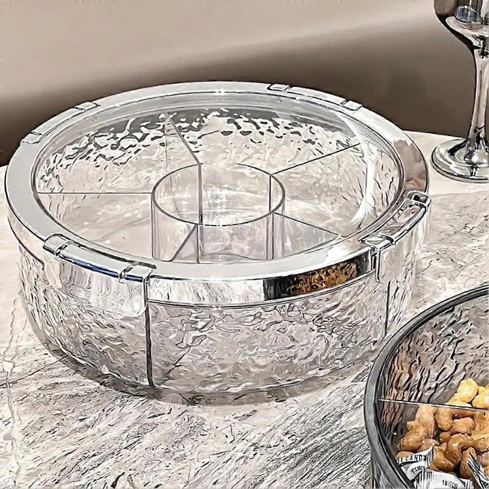Dry Fruit Storage Box with Lid Divided Snack Serving Tray for Candy and Nuts 28.5x9.5cm