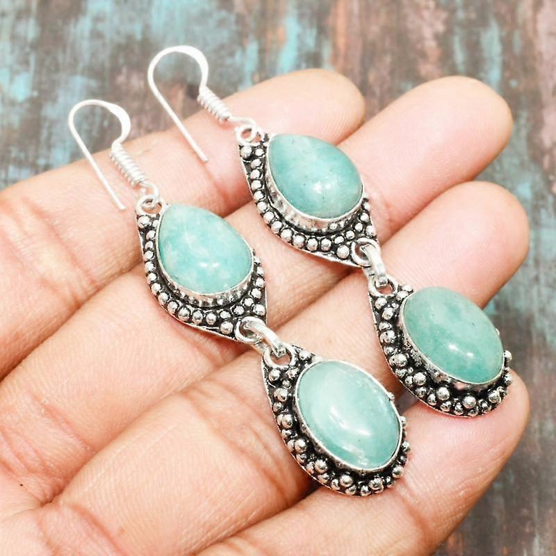 Orecchini in argento sterling 925 fatti a mano con pietra preziosa amazzonite per lei