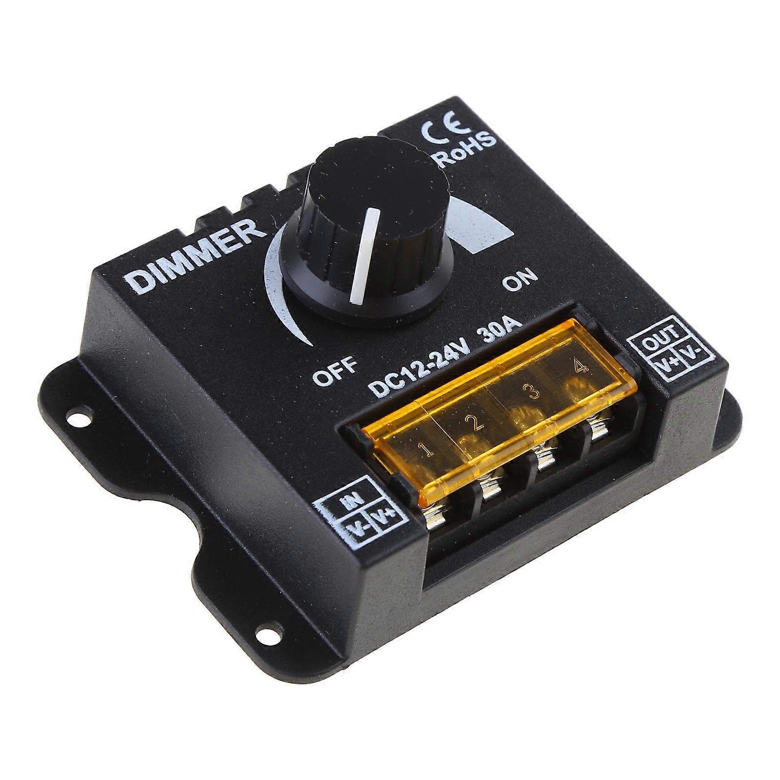 DC 12V 24V 30A LED Light Strip Dimmer PWM Dimming Controller for Dimmer Knob Adjust ON/Off Switch with Aluminum Housing Multicolor