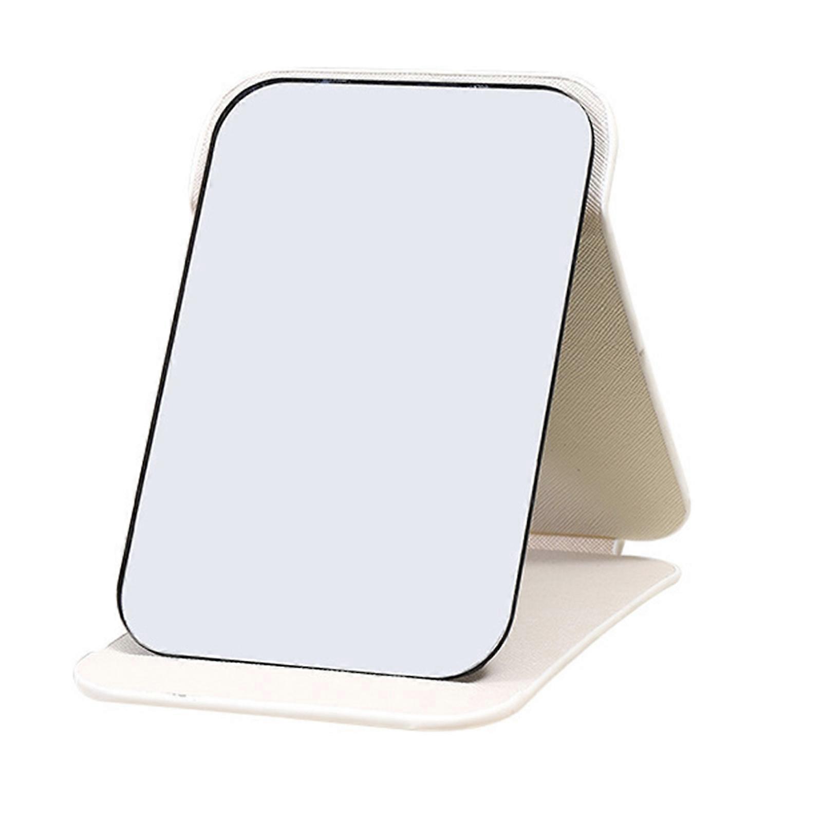 Standing Vanity Mirror Foldable Travel Makeup Mirror Great Easy To Move 3 Size Options For Home Camping Desktop Use  small White