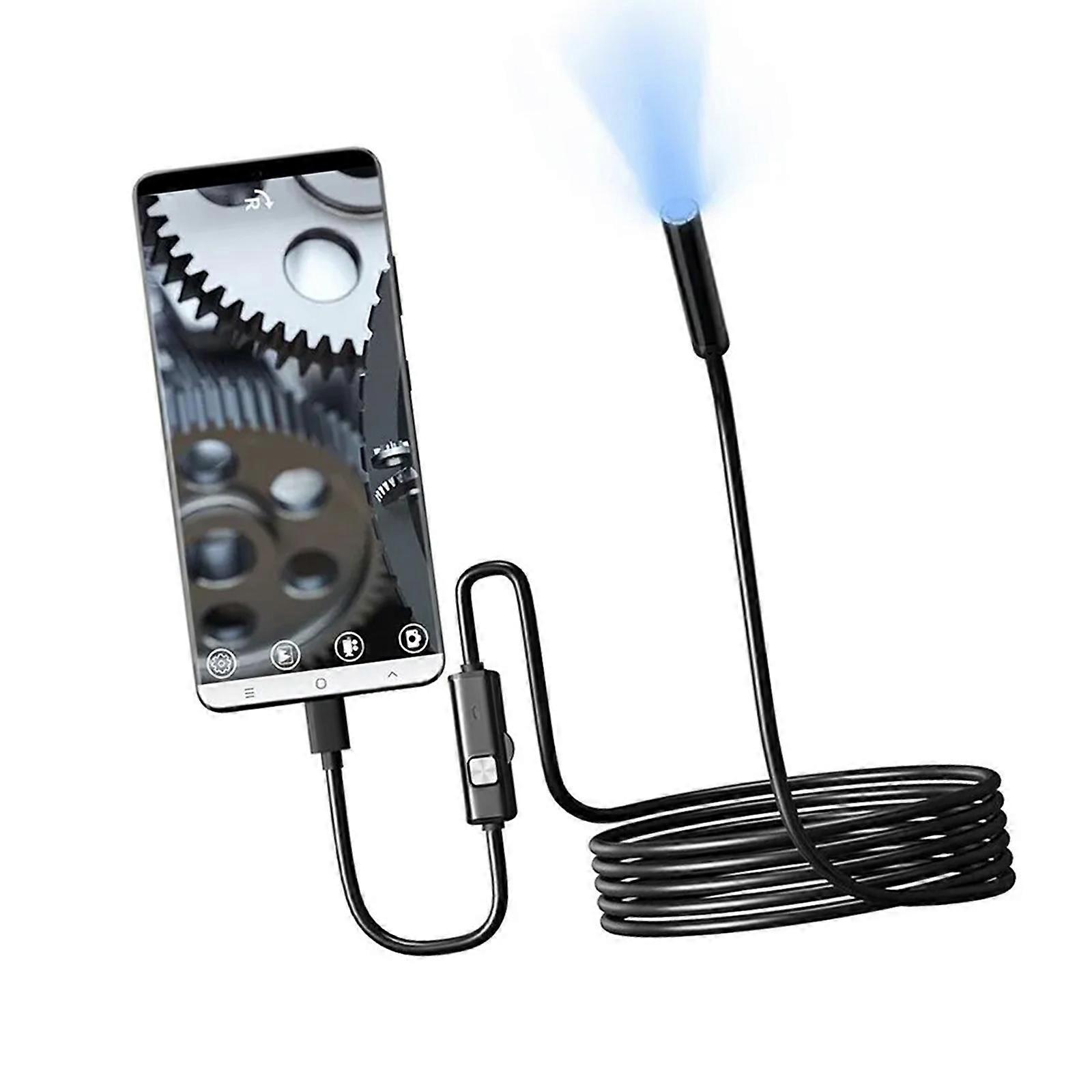 Type C Endoscope With 2x USB 7mm Flexible Camera For Smartphones Tablets Computers IP67 Waterproof Adjustable LED Light Multicolor
