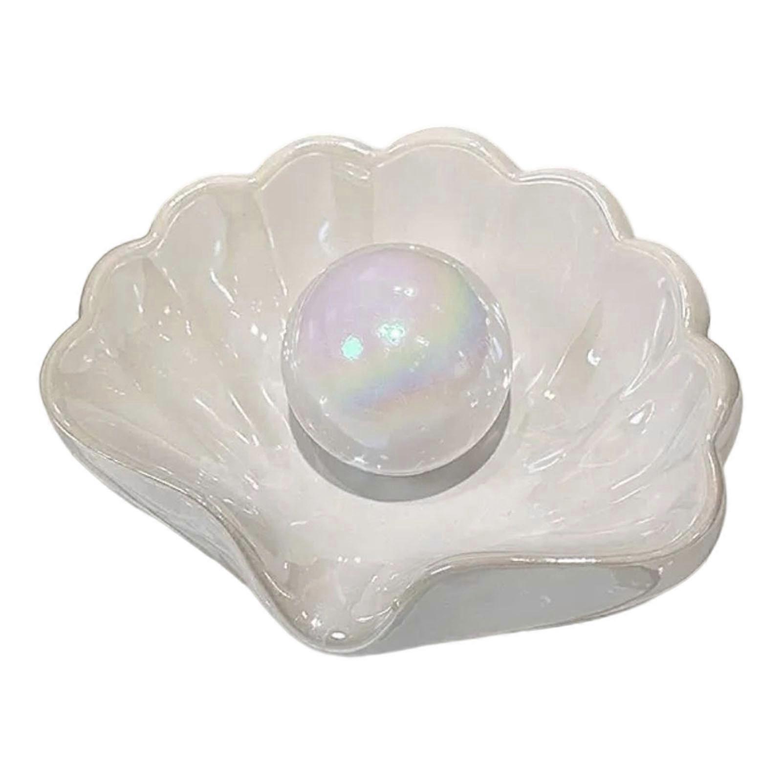 Modern Ceramic Soap Tray Slanted Drainage Channel Glossy Finish Seashells Shape Bath Countertop Storage For Homes Multicolor