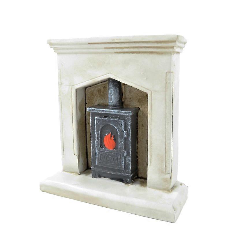دمى البيت الأبيض رث شيك الموقد مع الخشب الموقد 1:12 الراتنج الأثاث