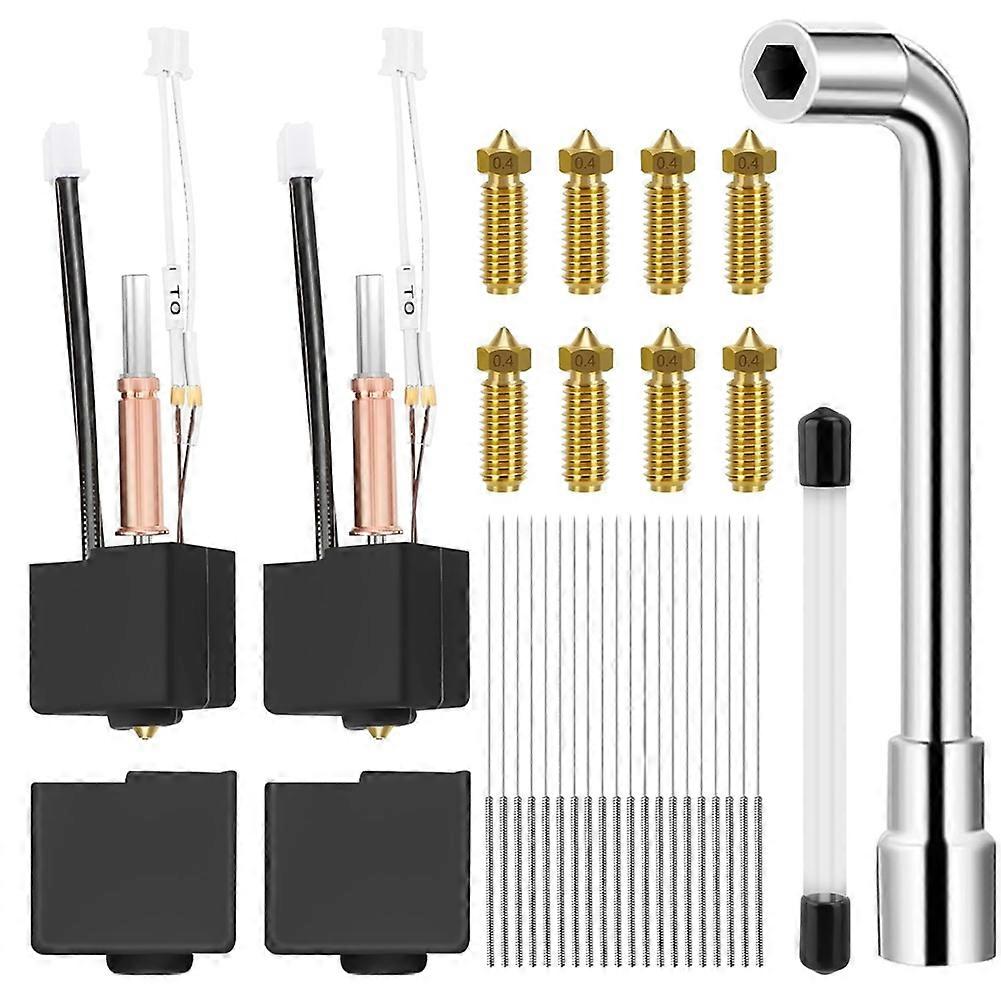 For Anycubic Kobra 3 Hotend Kit, Hot End Kit for 3D Printers with 0.4 mm Brass Nozzles, Nozzle Key, Cleaning Needles