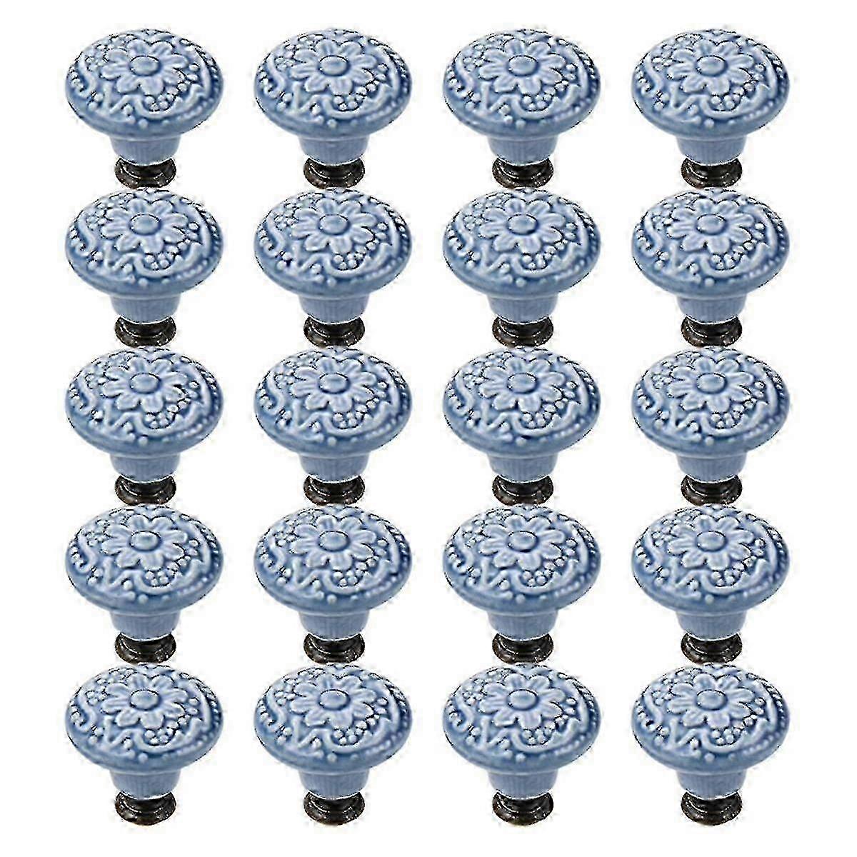 20 Pcs Drawer Pull Handles Round Cabinet Knobs Vintage Ceramic Door Knobs For Closet Cupboard Wardro