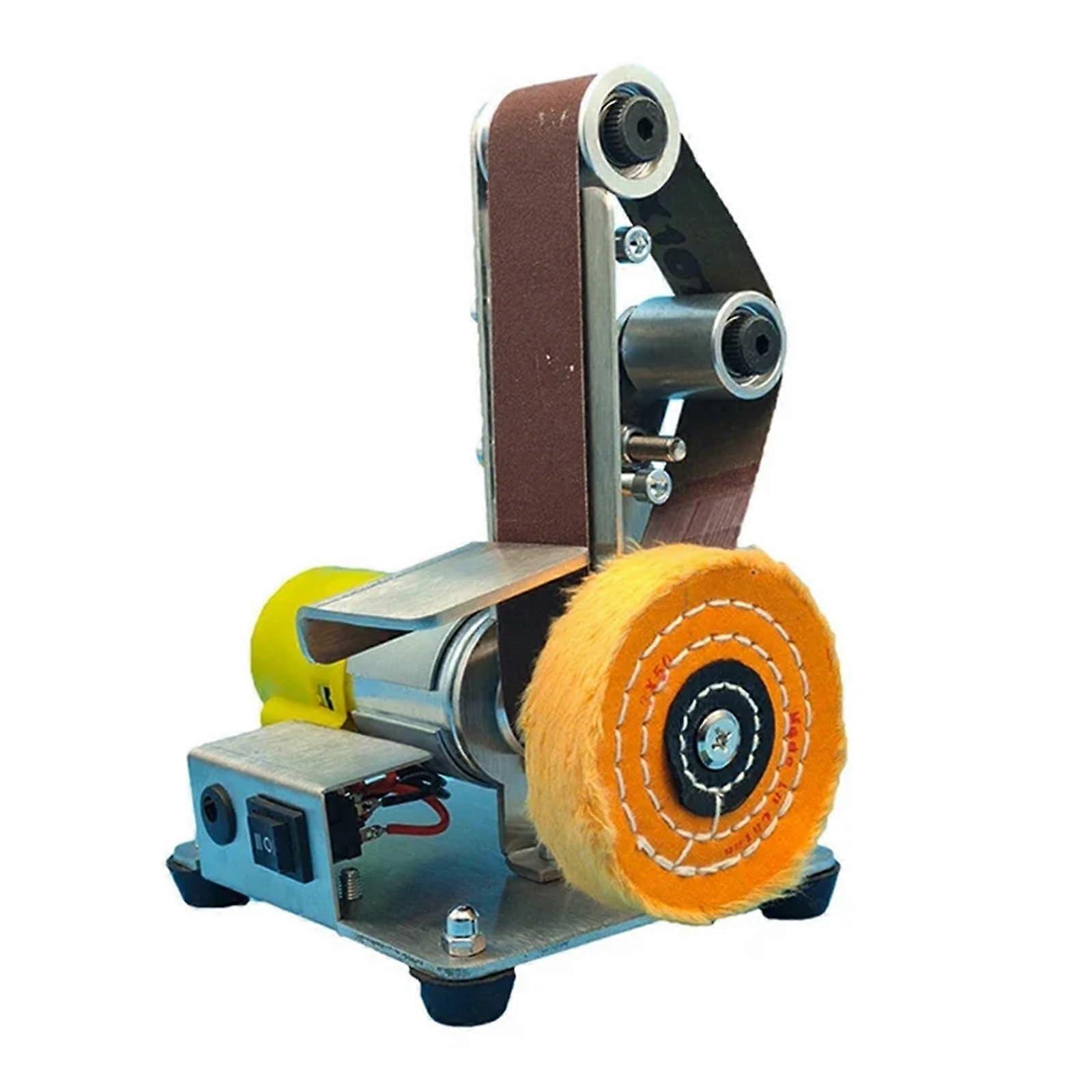 Mini Electric Belt Sander Desktop Vertical Polishing Machine for DIY Grinding and Sharpening with 10 Belts