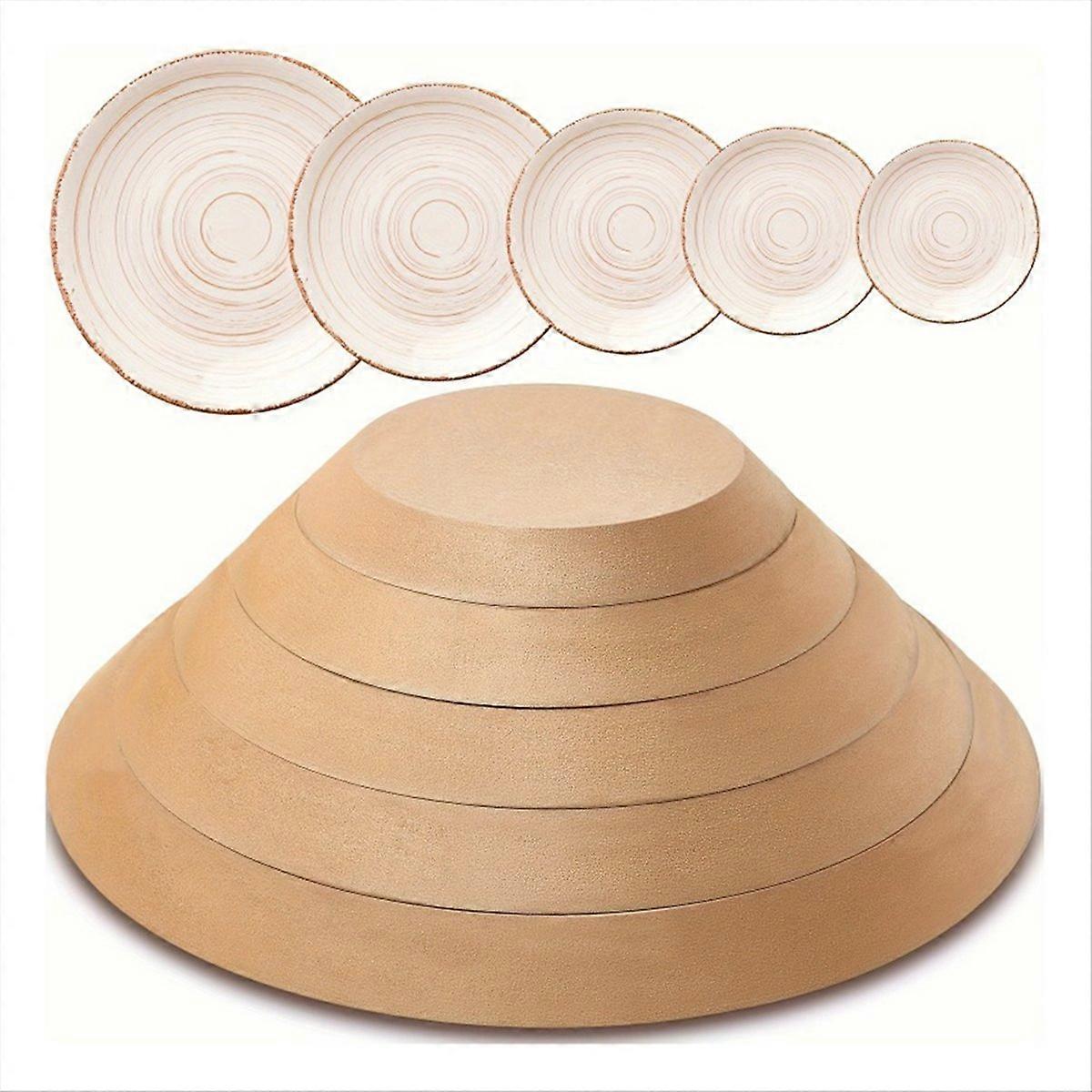 5pcs Wooden Pottery Mold Set Versatile Sizes for Ceramic and Clay Crafting Round Slump Molds for Han