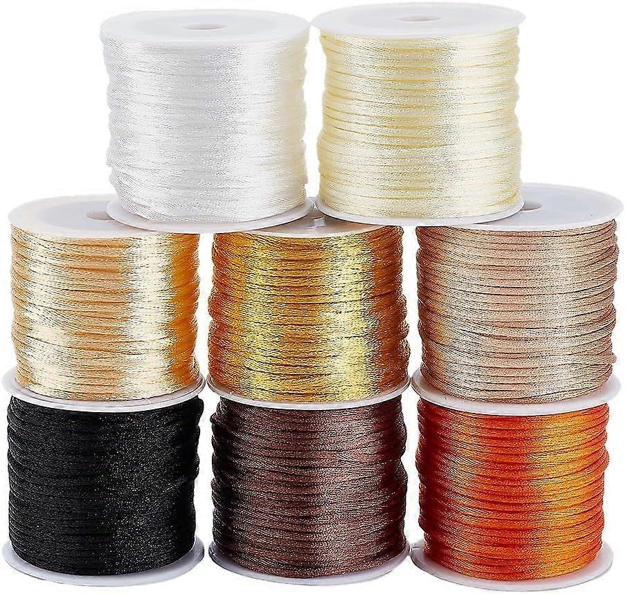 1.5mm Silky Satin Cord for Bracelet 8 Rolls Nylon String Yellow Series Rattail Satin Thread Bracelet Beading String for Bracelet Necklace Kumihimo Mac
