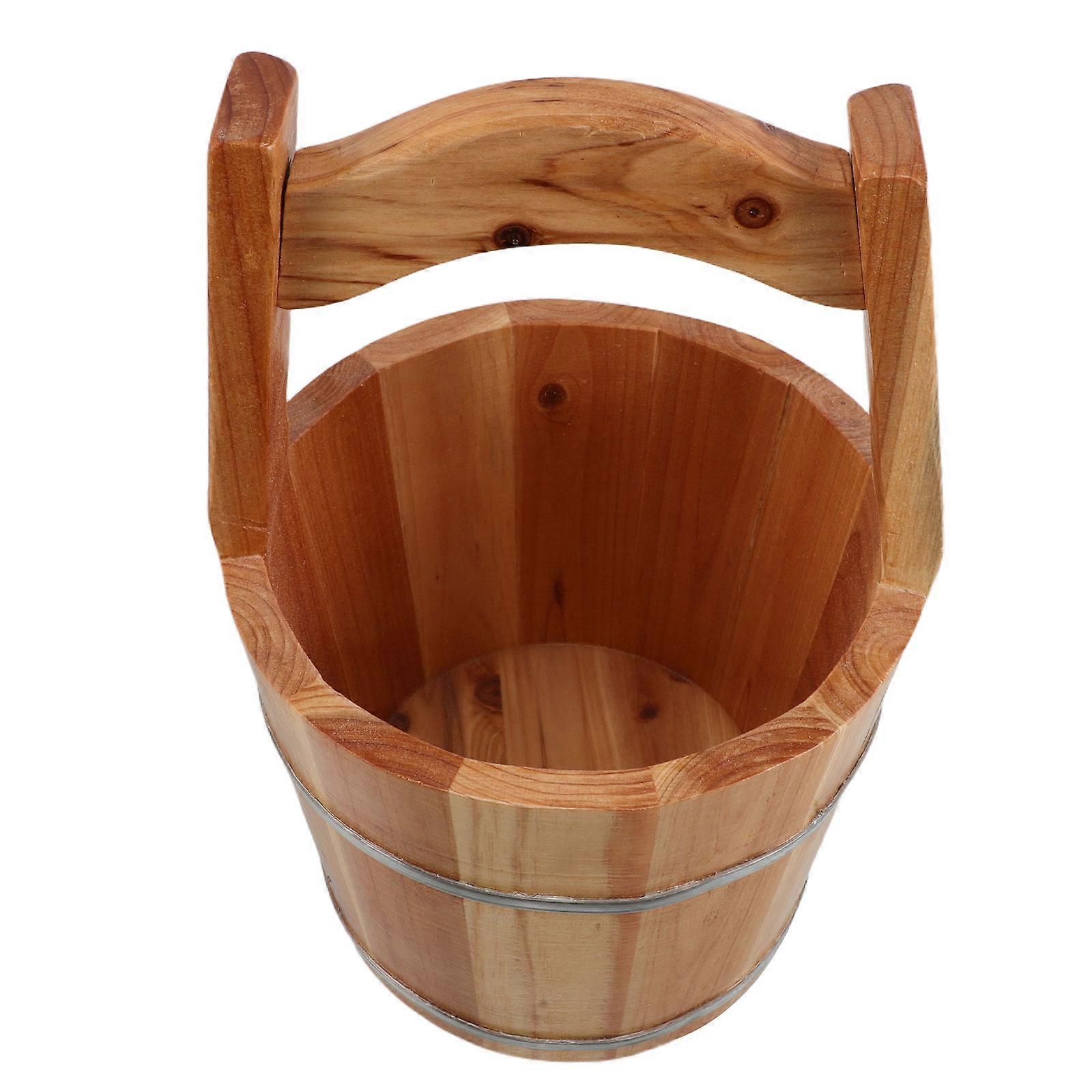 Wooden Bucket for Foot Soaking Rustic Handmade Wood Bucket Portable