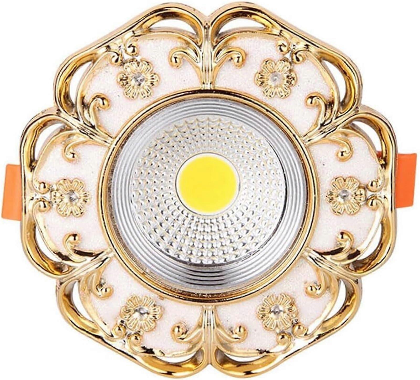 3Color Dimmable LED Recessed Downlight with Gold Baffle Trim Round Ceiling Light Fixture 5W