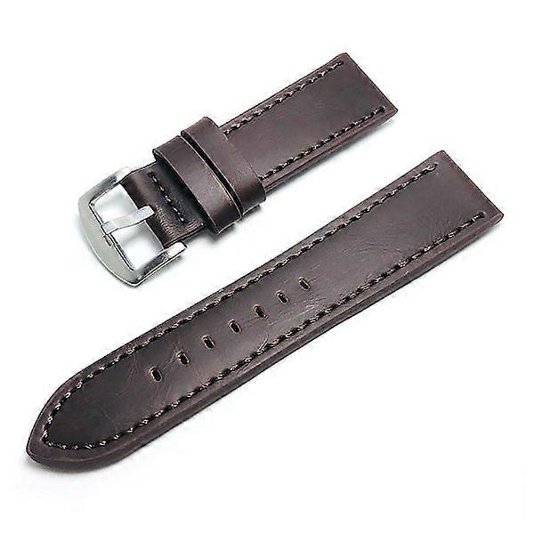 Watch strap Leather Sturdy 20 mm - Multiple colors Dark brown