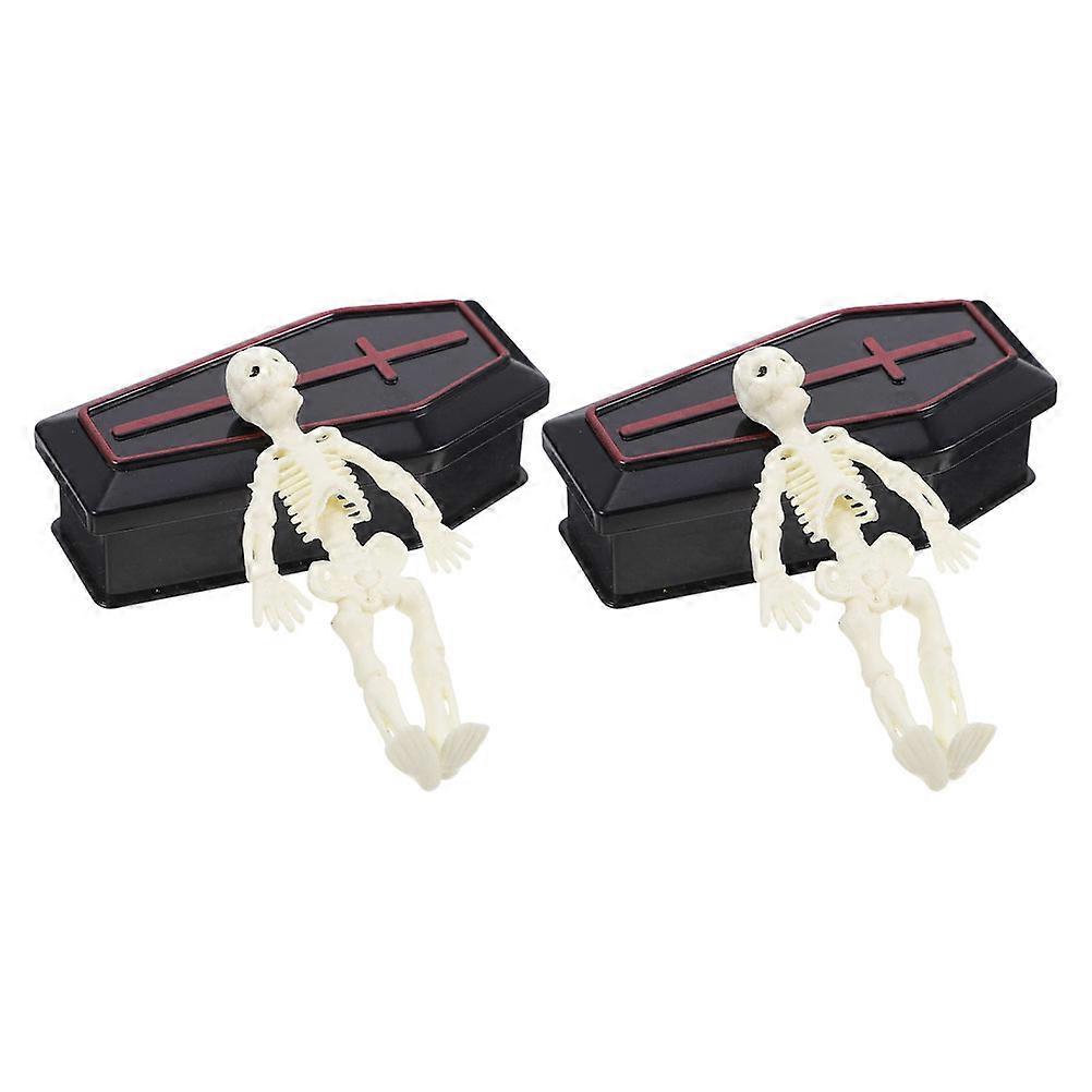 Halloween Coffin Mini Boxes for Pranks with Skeleton Models 2Sets