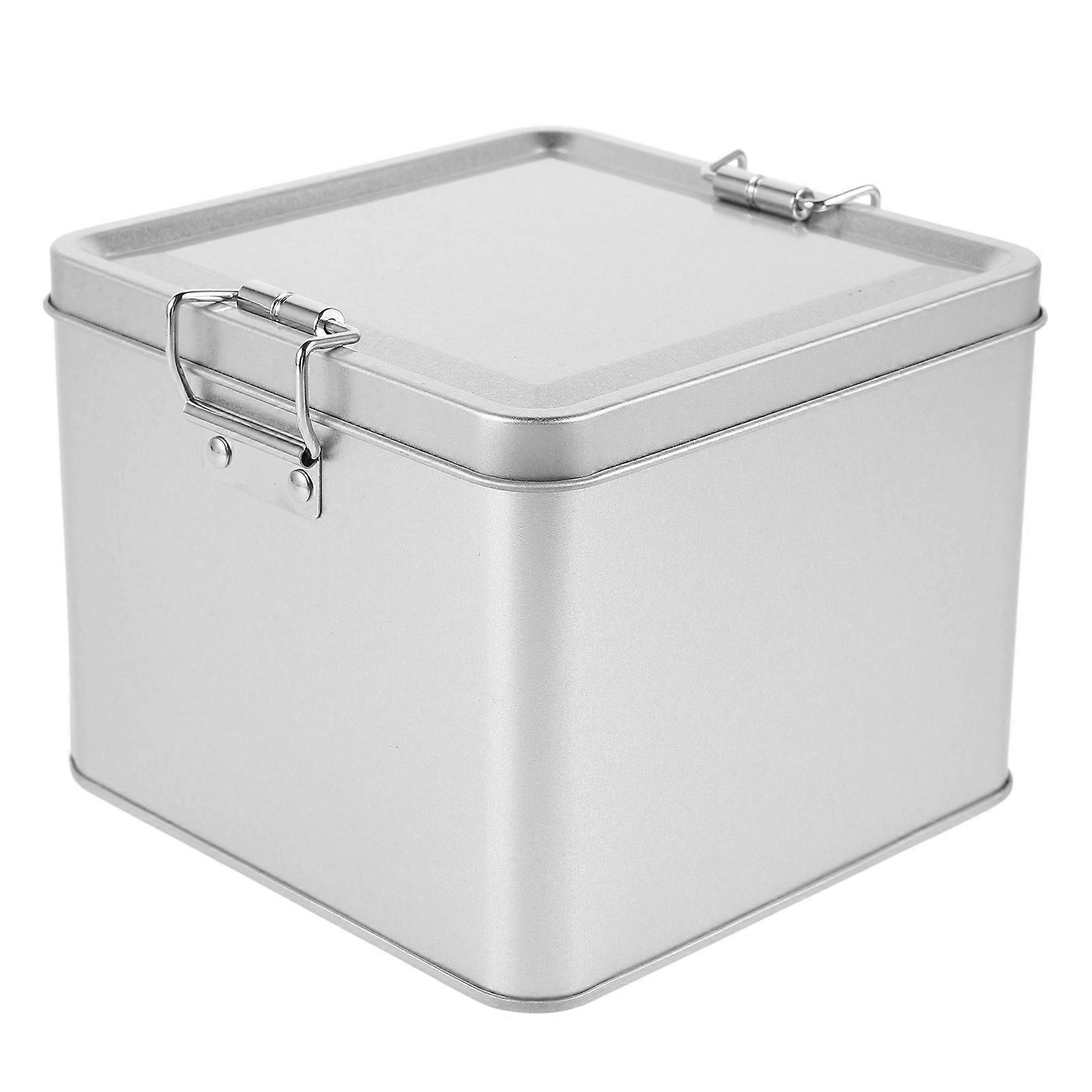 Tinplate Cookie Box for Storage Use with Silver Color and Material