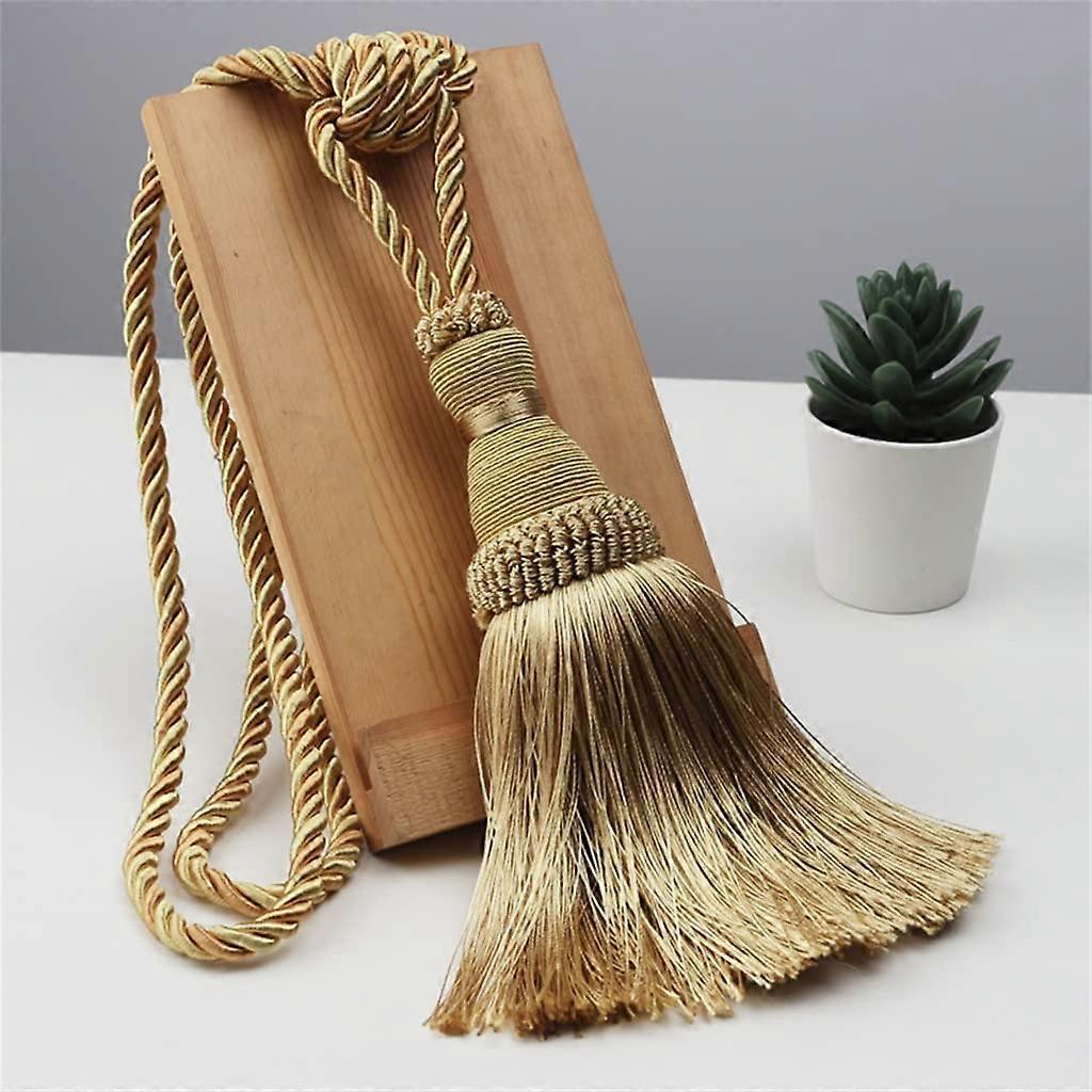 Decorative Tassel Curtain Tiebacks Single Ball Rope Handmade Holdbacks with Quick Hook Closure