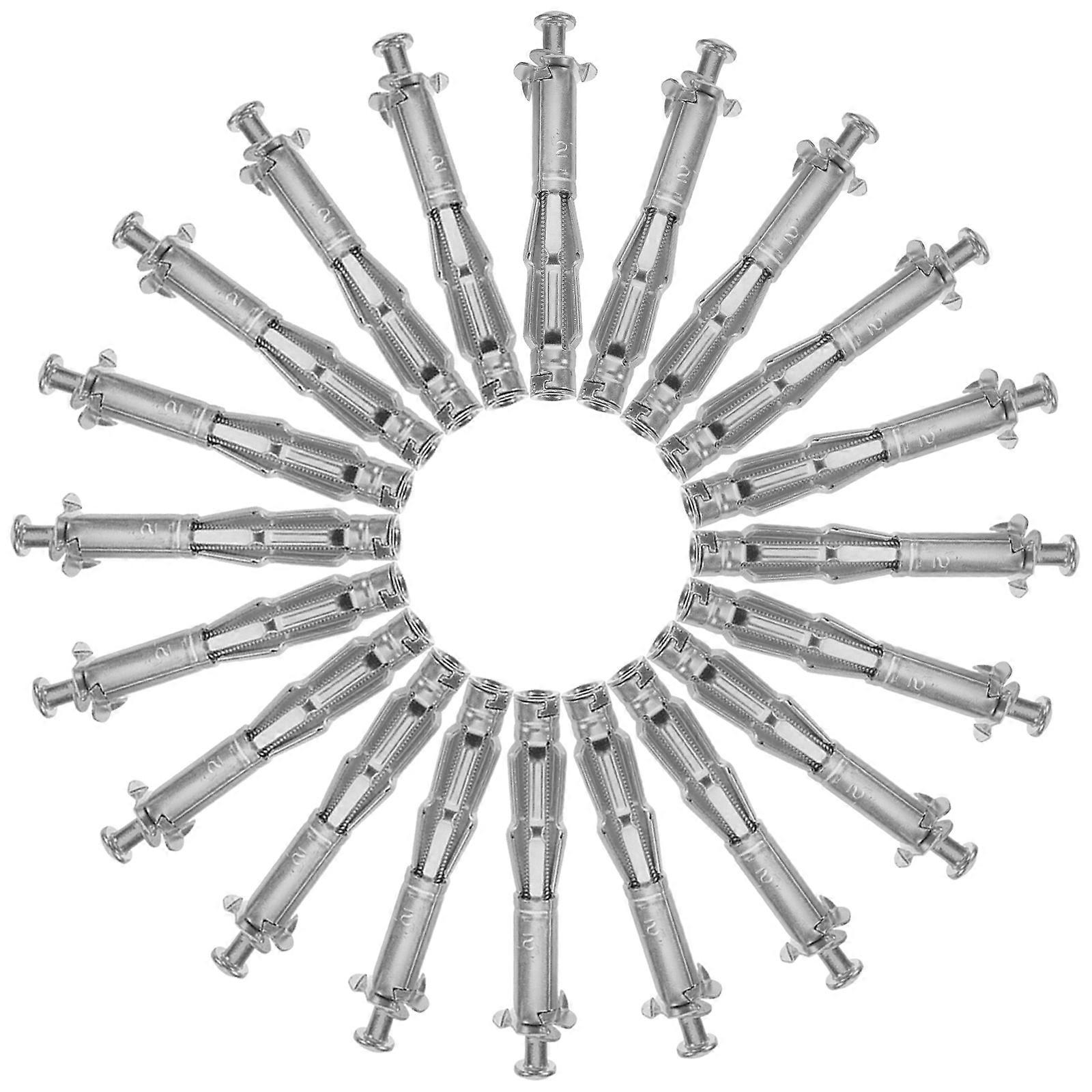 Hollow Door Anchor Expansion Nuts for Door Fixing 20Sets Silver