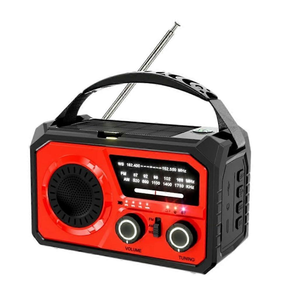 16000mAh Emergency Weather Radio Solar and Hand Crank Powered AM/FM SOS Bluetooth 5.3 TypeC Charging Model A