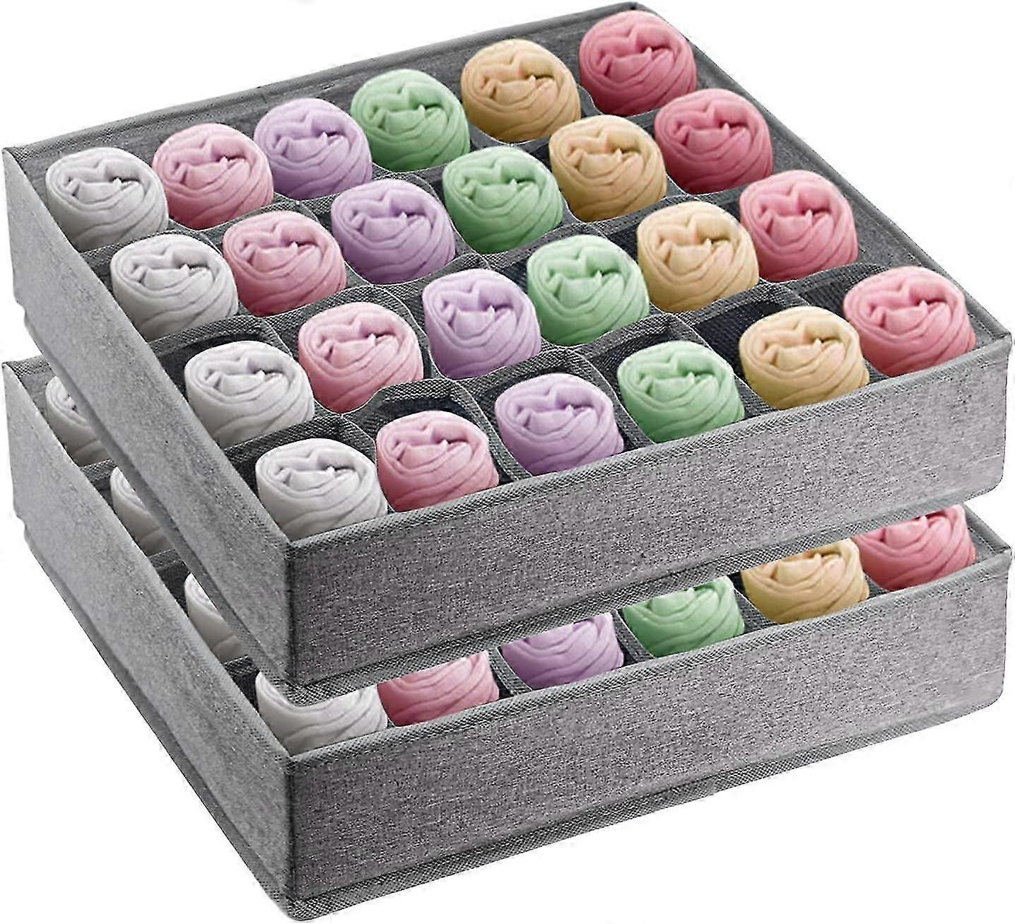 Space Saver for Closet, Collapsible Closet Organizer with Durable Zipper for Drawer Organizer Usage, 2 Packs, 24 Cell