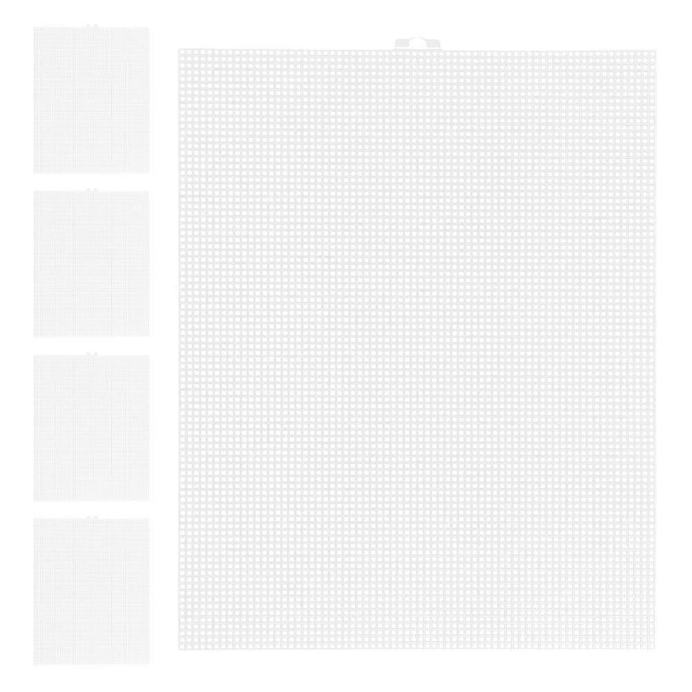 White Plastic Mesh Canvas for Needlework 5Pcs Plastic Craft Sheets